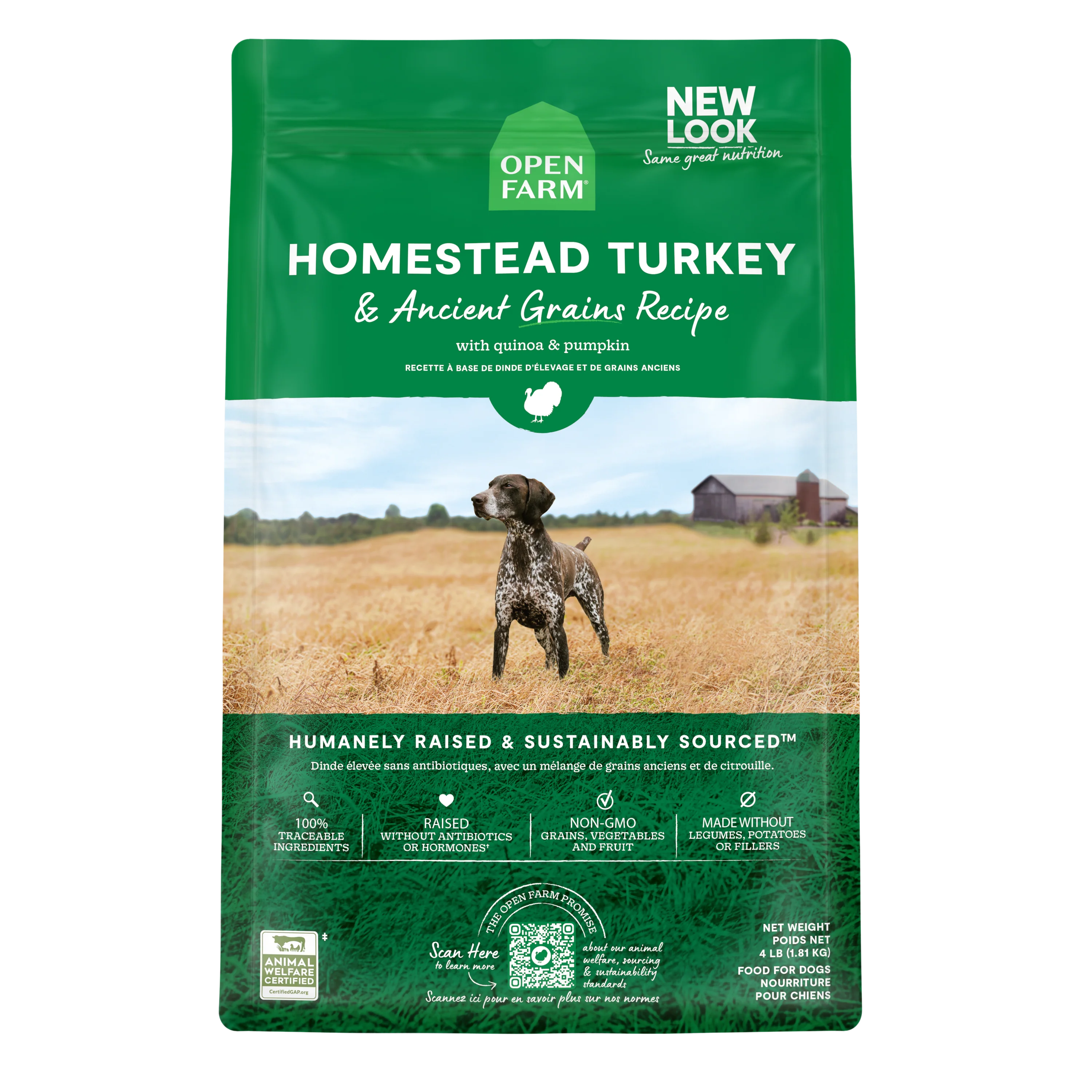 Open Farm Homestead Turkey & Ancient Grains Recipe Kibble For Dogs 11lb Bag