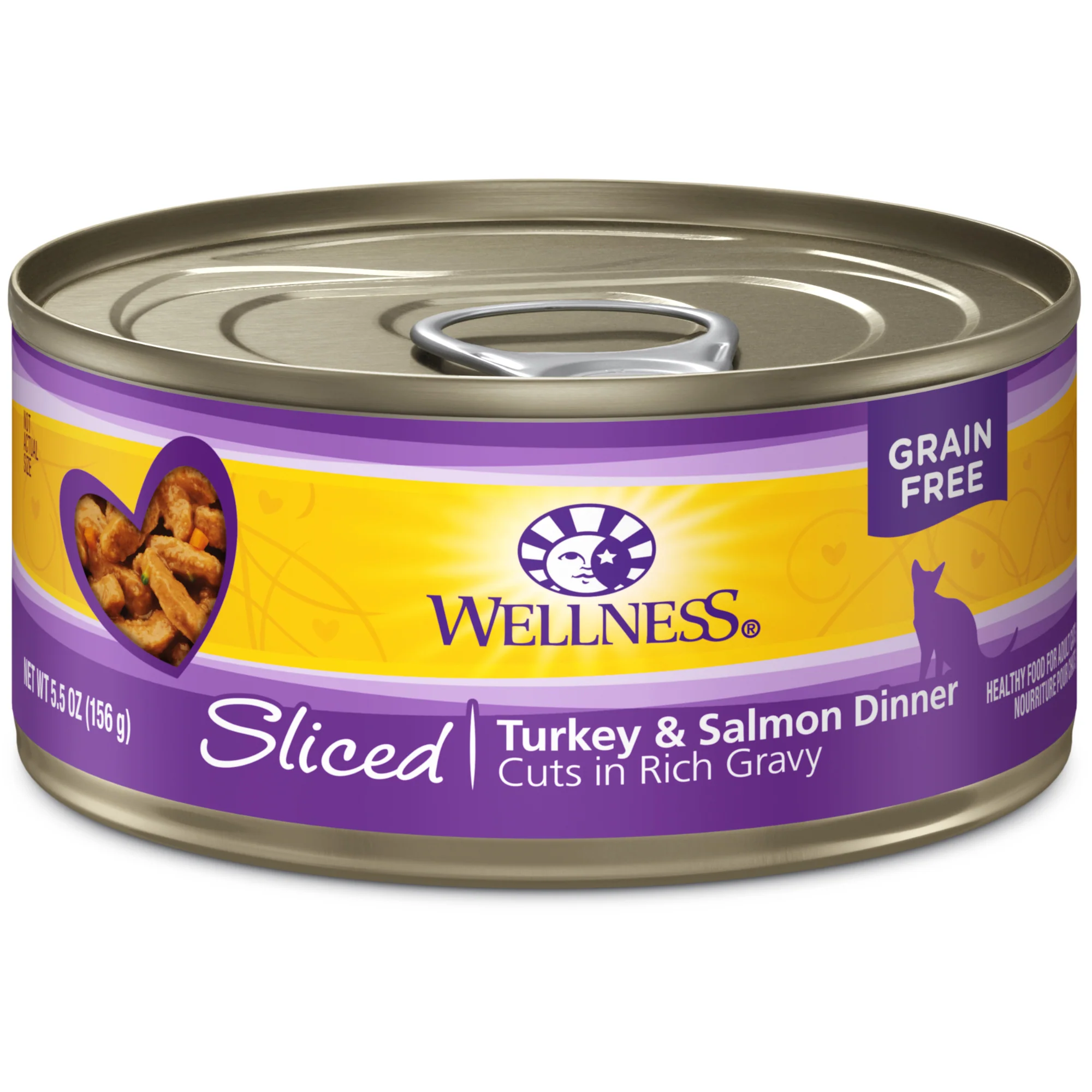 Wellness Complete Health Natural Grain Free Wet Canned Cat Food Sliced Turkey & Salmon Entree 5.5oz Can - Image 1