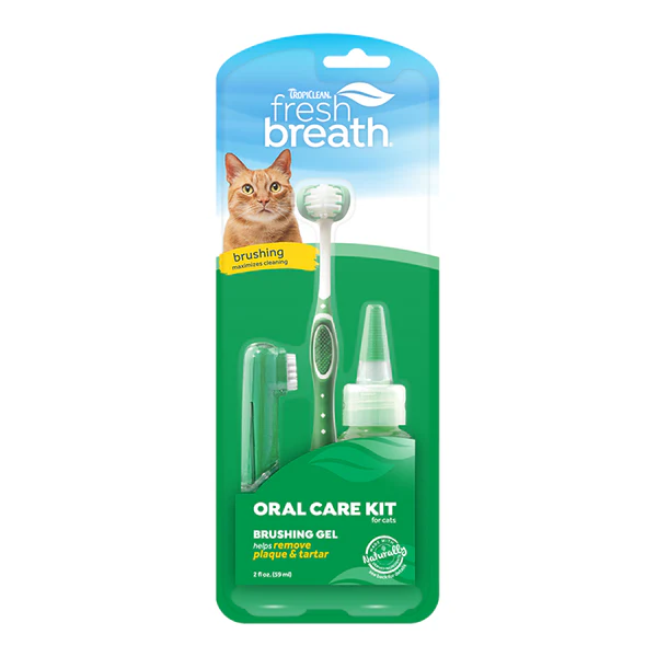TropiClean Fresh Breath Oral Care Kit for Cats, 2oz - Image 1