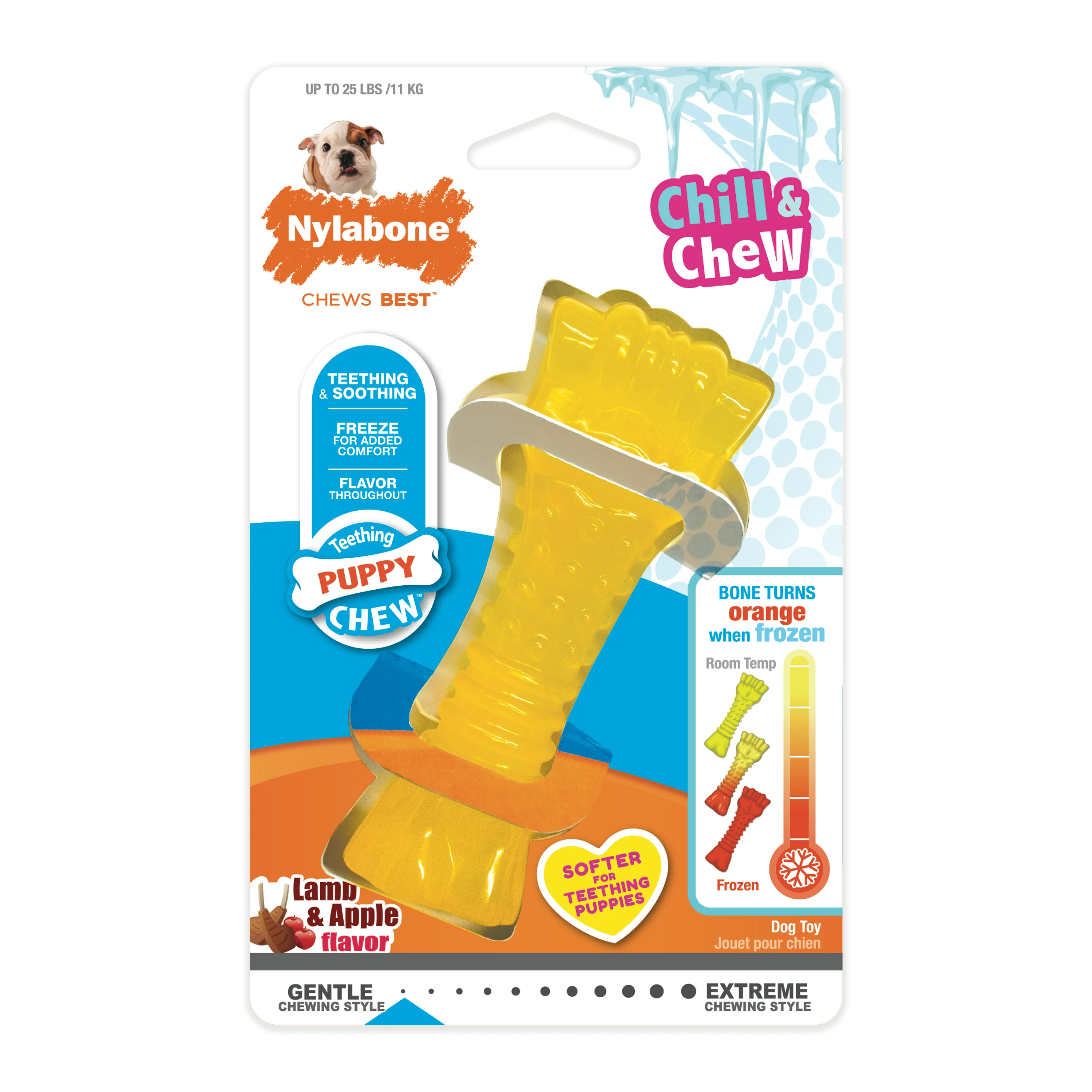 Nylabone Puppy Chew Freezer Dog Bone Lamb & Apple Chill & Chew Cloth Small/Regular - Image 1
