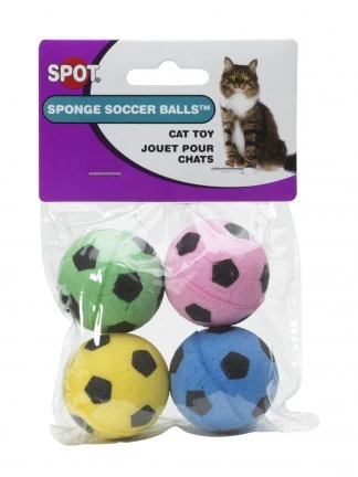 Spot Ethical Pet Cat Toy Sponge Soccer Balls 4Pk - Image 1