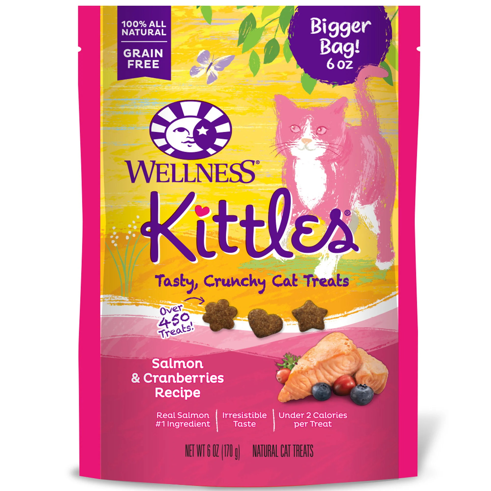Wellness Kittles Natural Grain Free Cat Treats Salmon & Cranberries 6oz Bag - Image 1