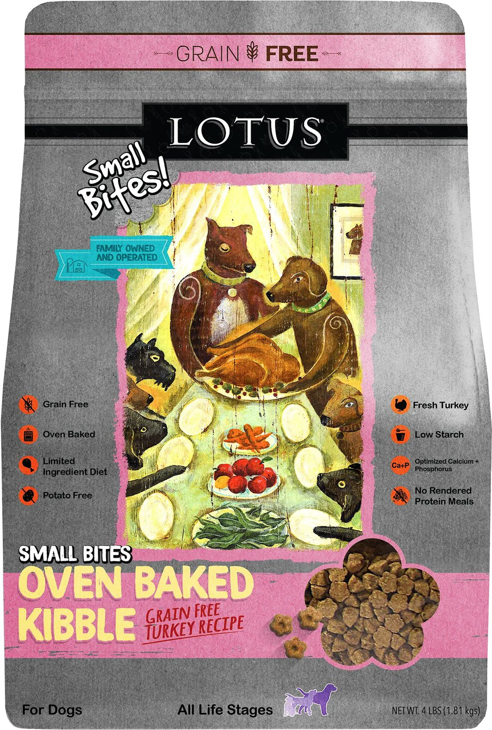 Lotus Small Bites Grain-free Turkey Recipe Dry Dog Food 4lb - Image 1