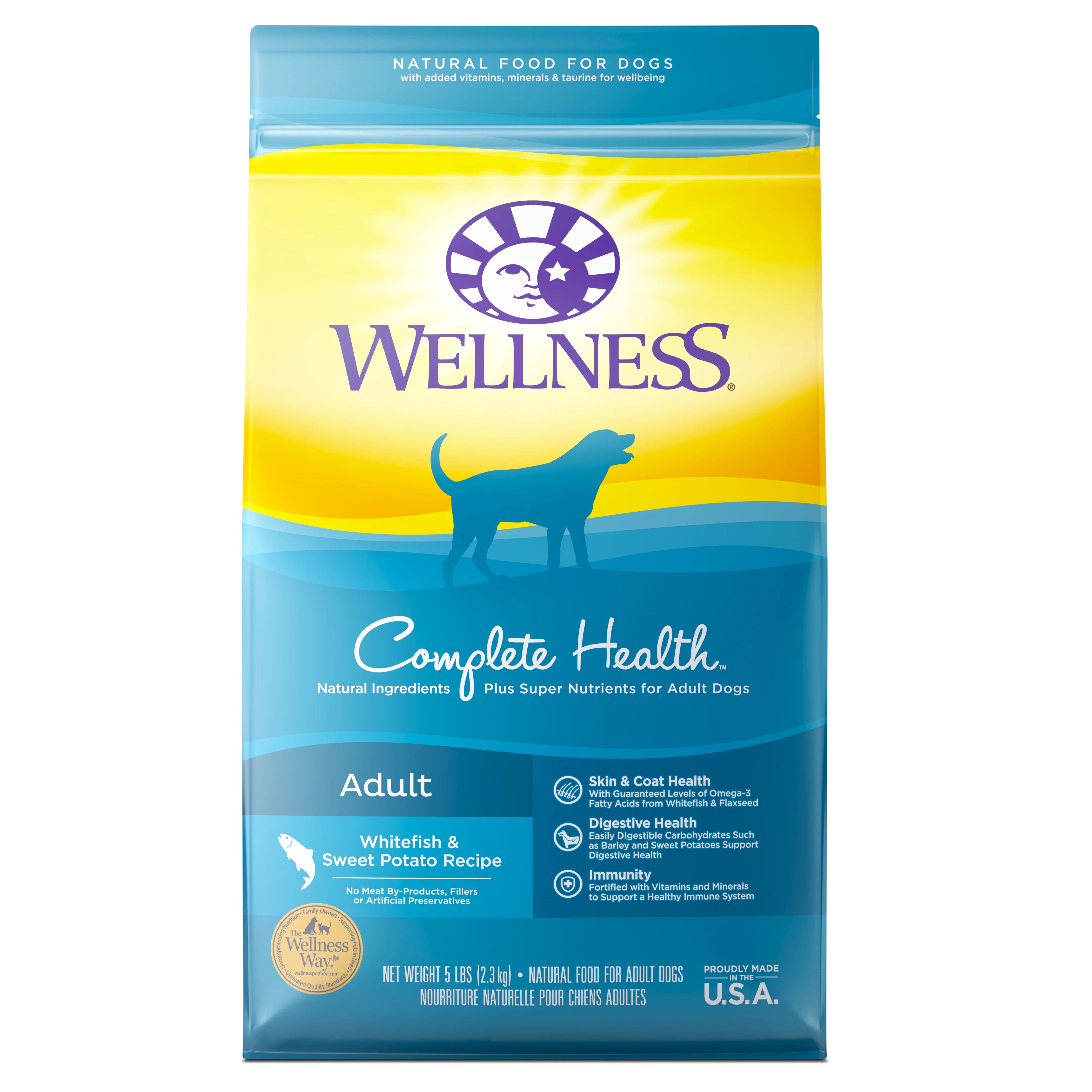 Wellness Complete Health Natural Dry Dog Food Whitefish & Sweet Potato 5lb Bag - Image 1