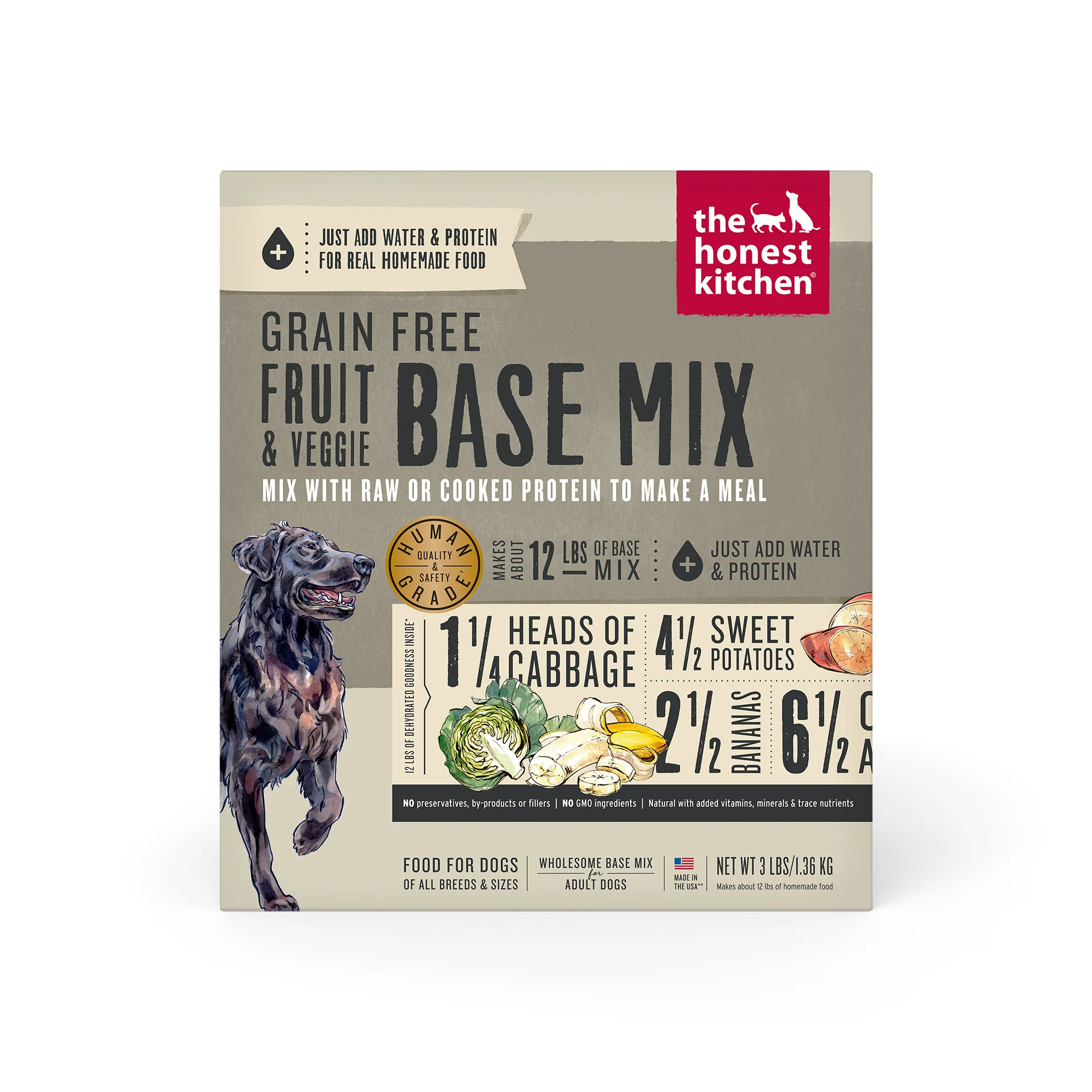 The Honest Kitchen Dehydrated Grain Free Fruit & Veggie Base Mix Dog Food (Just Add Protein), 3lb - Image 1