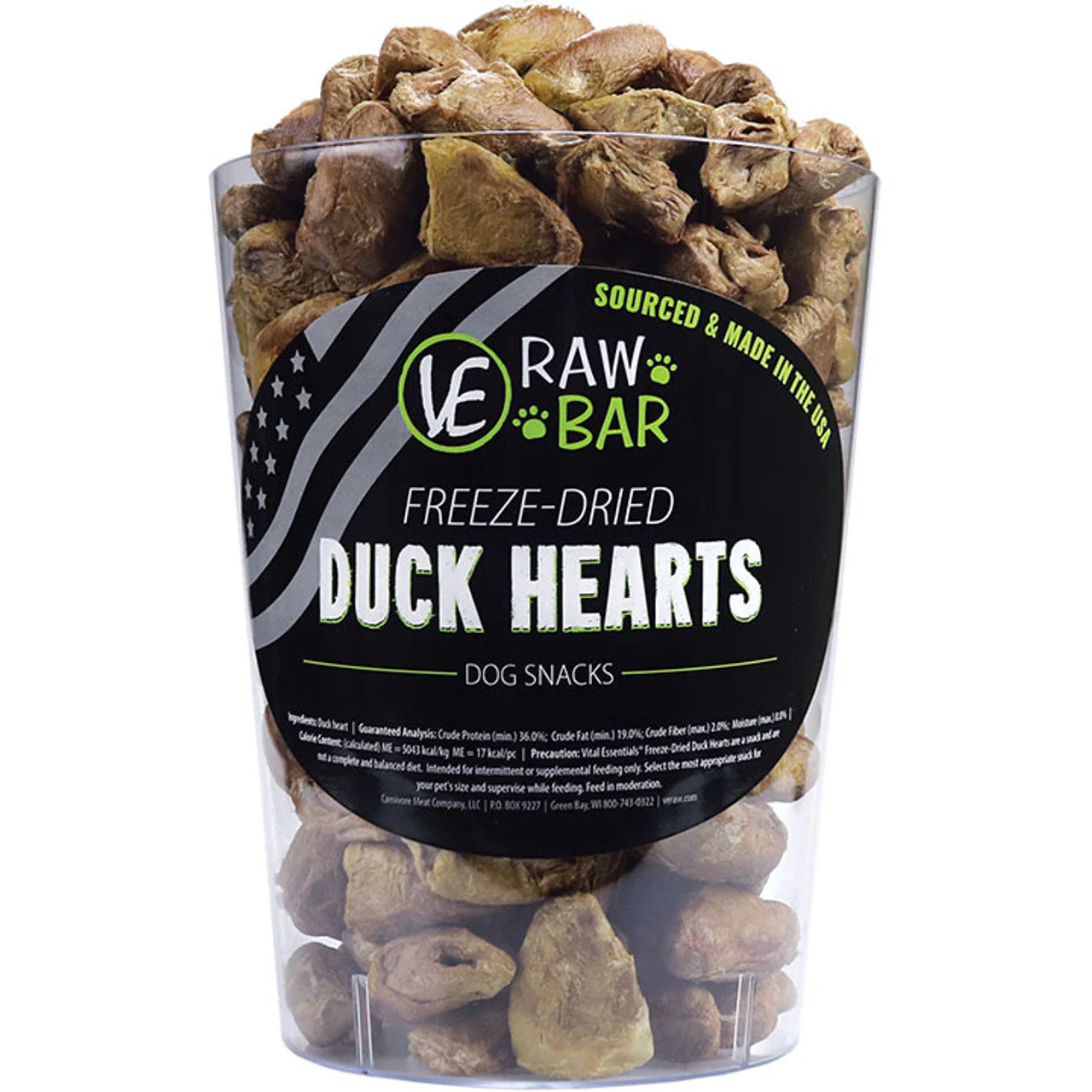 Vital Essentials Raw Bar Freeze Dried Duck Hearts - Image 1