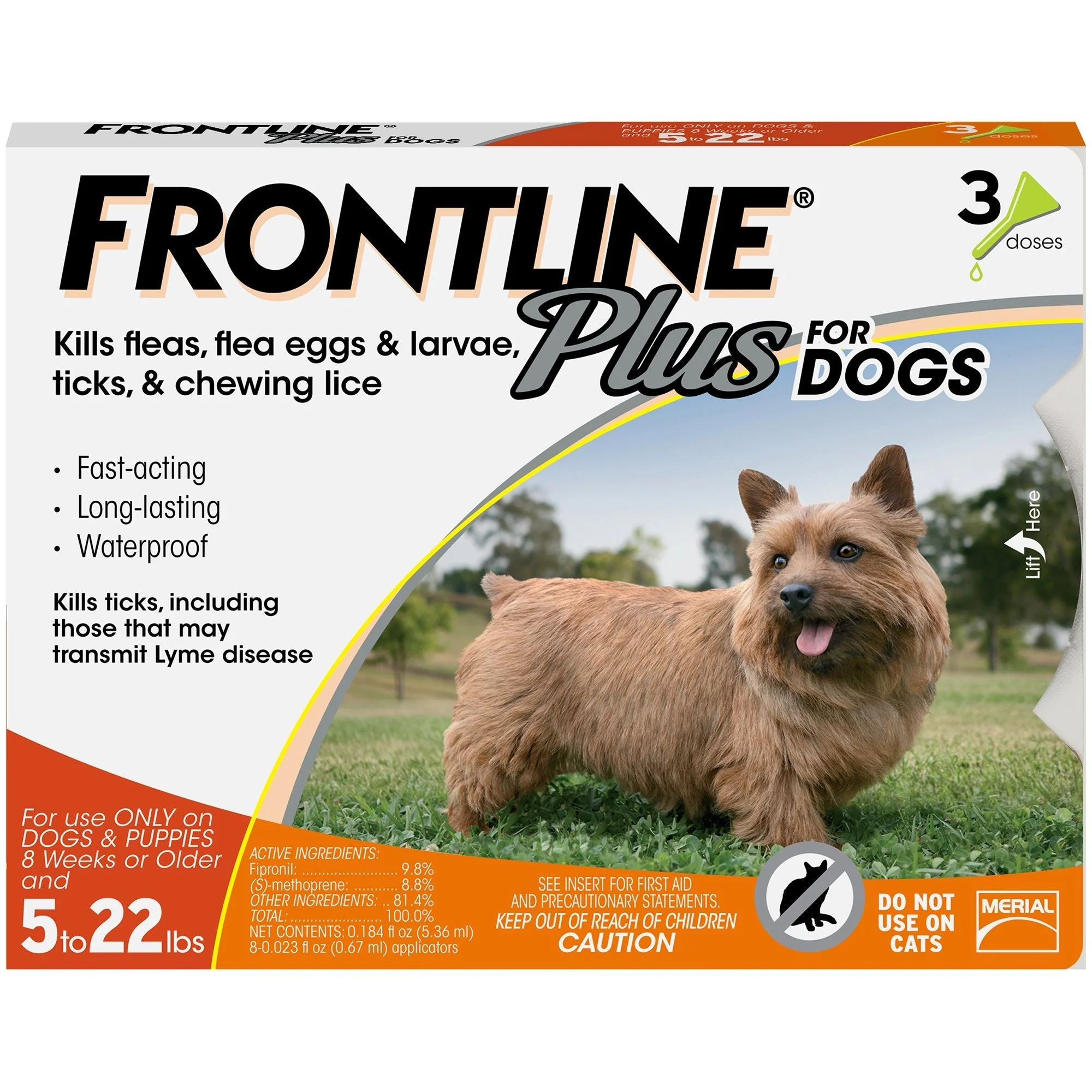 FRONTLINE Plus for Small Dogs (5-22 lbs) Flea and Tick Treatment  3 Doses - Image 1