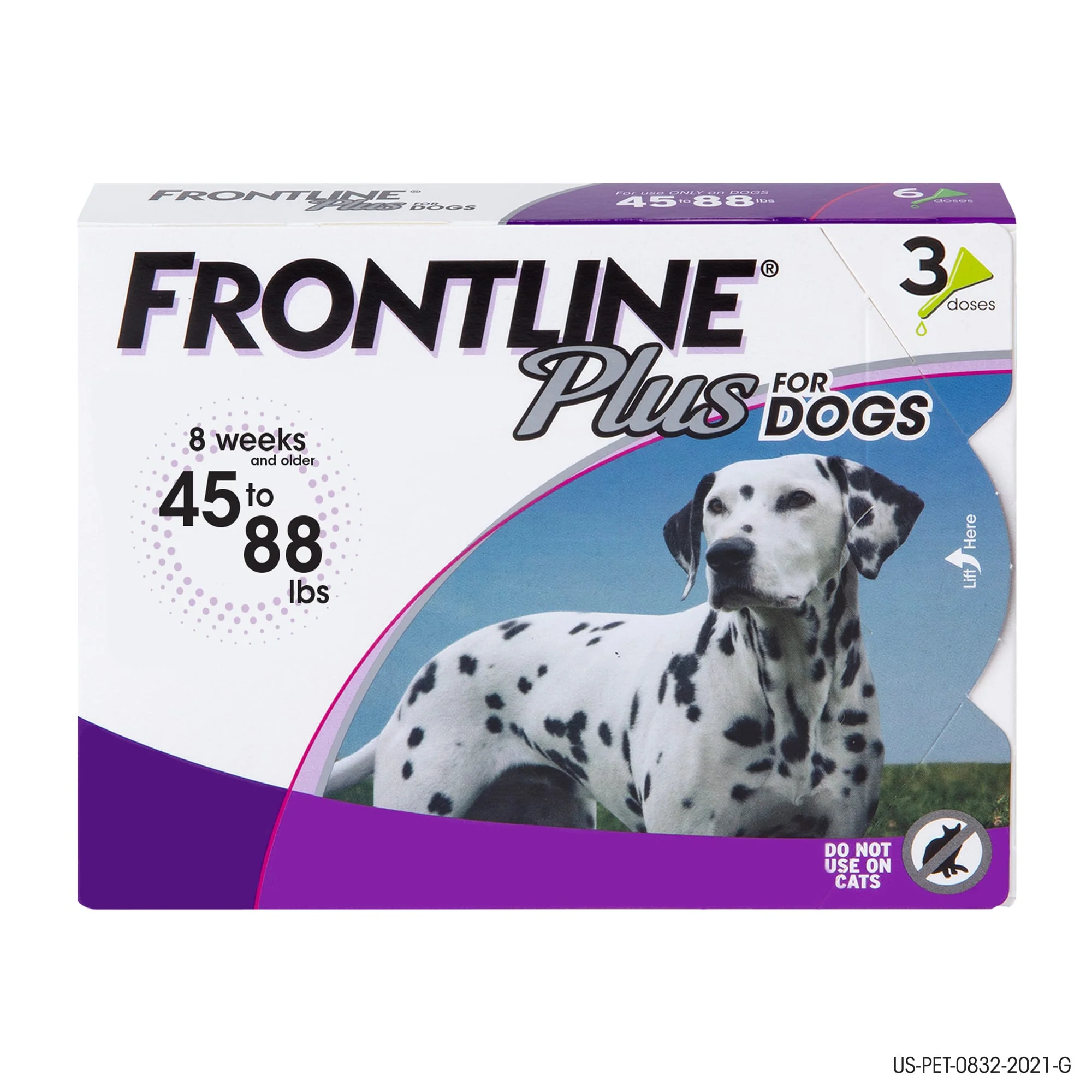 FRONTLINE Plus for Large Dogs (45-88 lbs) Flea and Tick Treatment  3 Doses - Image 1
