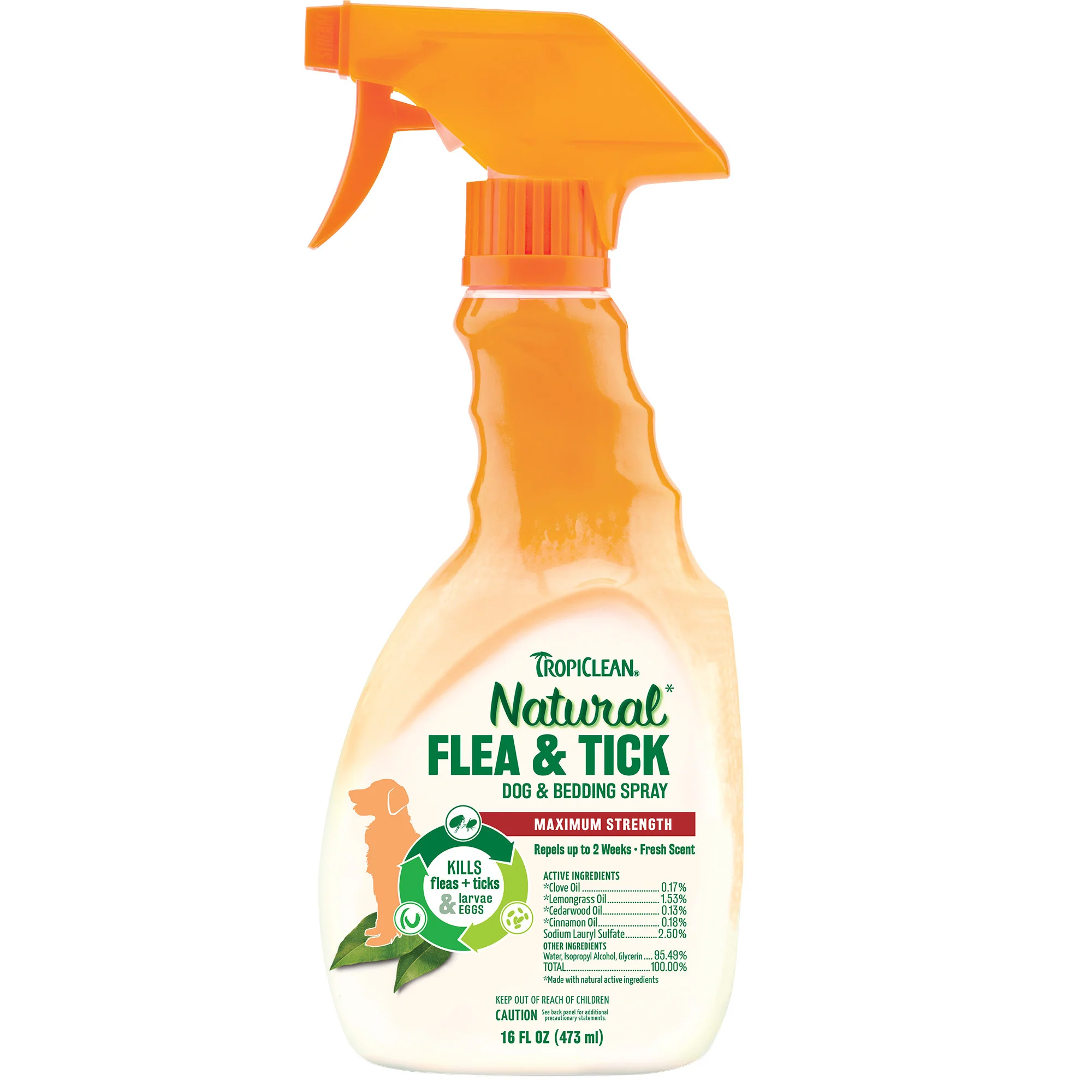 TropiClean Natural* Flea & Tick Dog & Bedding Spray, 16oz - Image 1