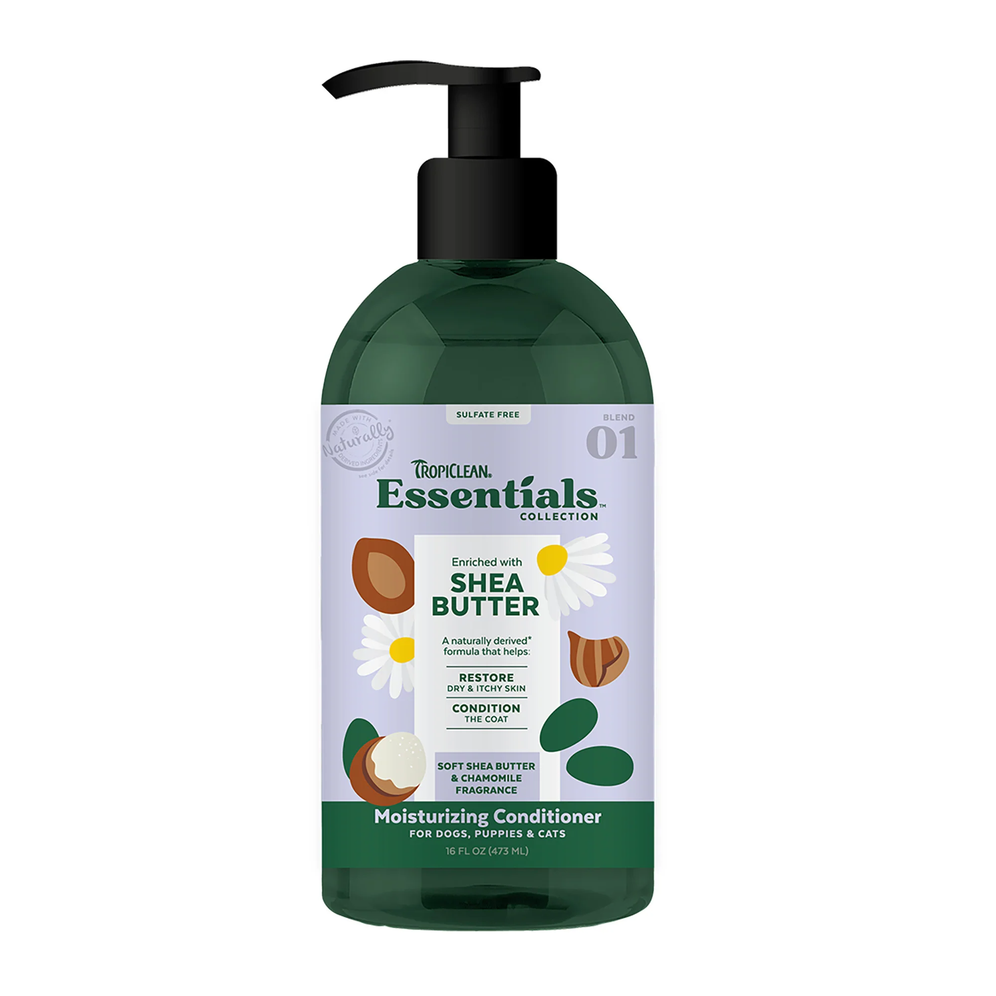 TropiClean Essentials Shea Butter Conditioner for Dogs 16oz - Image 1