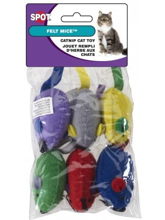 Spot Ethical Pet Cat Toy Felt Mice Withcatnip 6Pk - Image 1