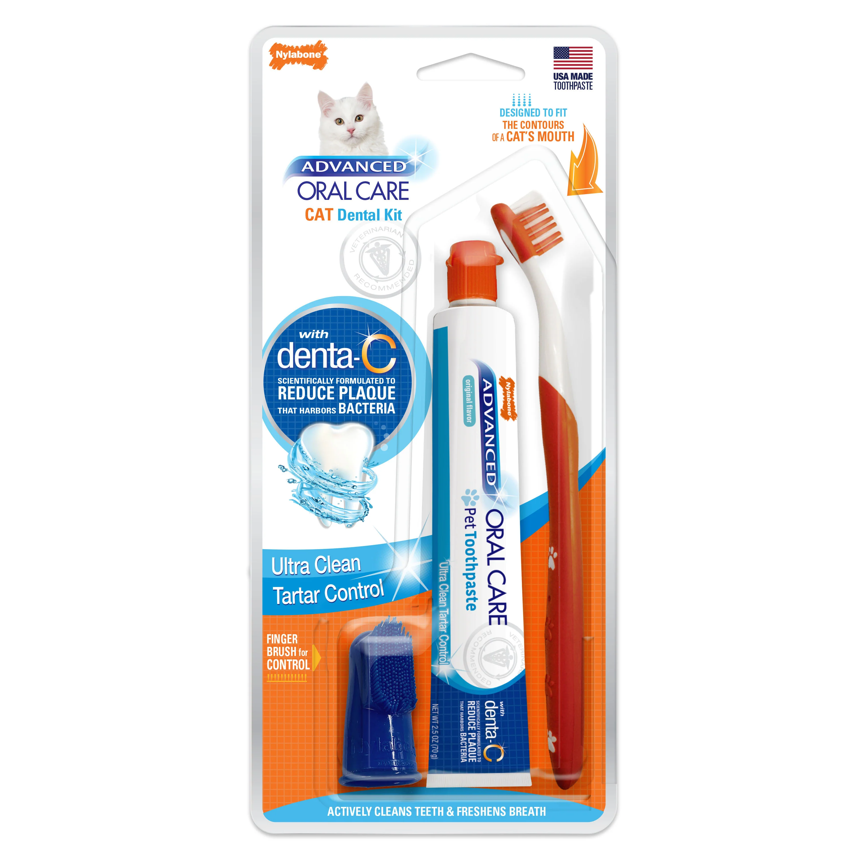 Nylabone Advanced Oral Care Cat Dental Kit, Original Flavor - Image 1