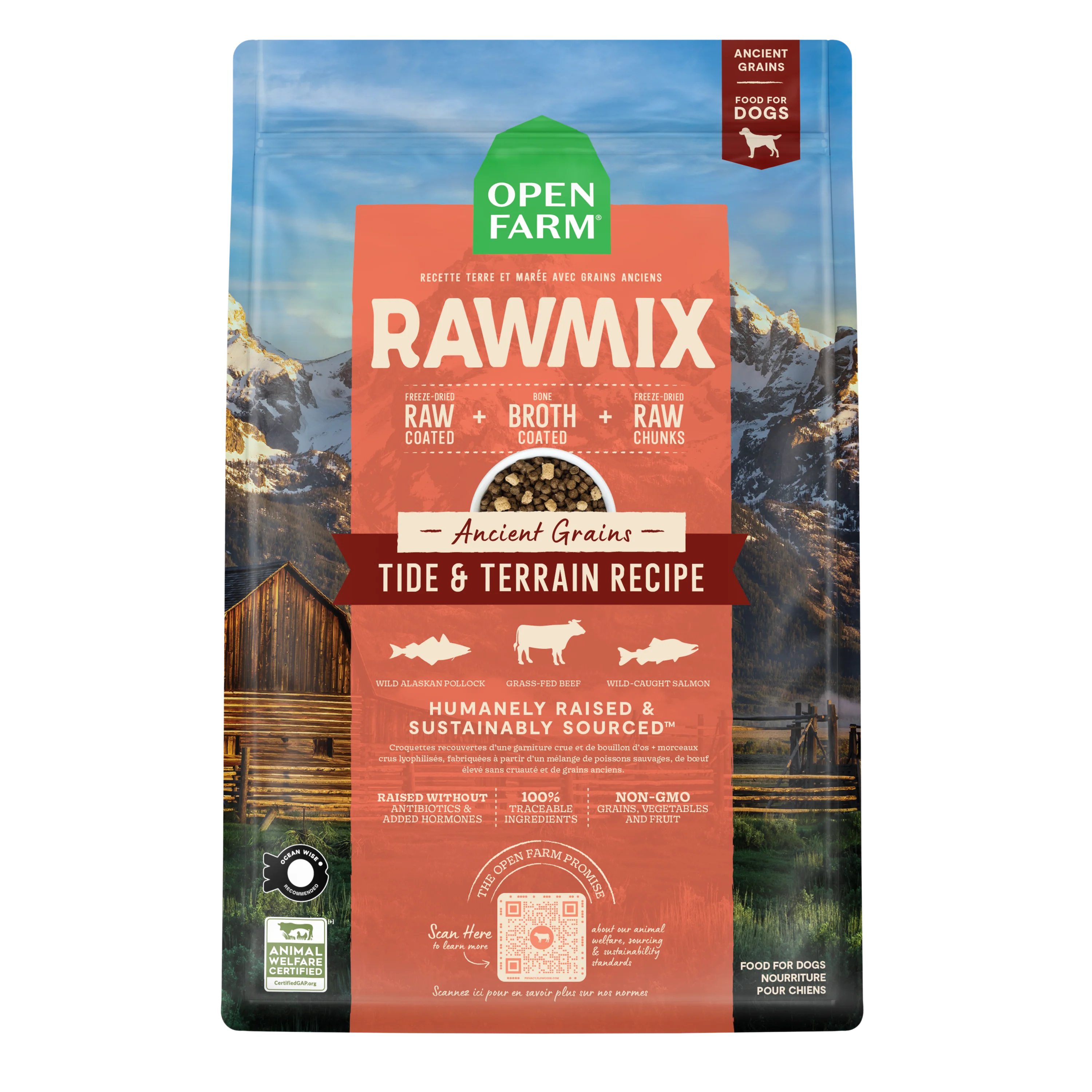 Open Farm Rawmix Tide & Terrain Ancient Grain Kibble For Dogs 3.5lb Bag