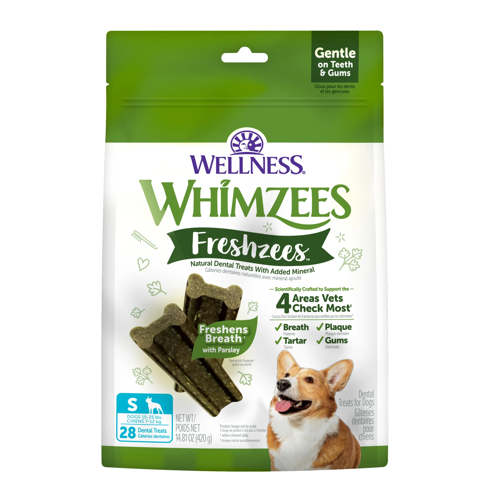 WHIMZEES Wellness Freshzees Dog Dental Treats, Natural Chews, Small Size Stick 28ct - Image 1