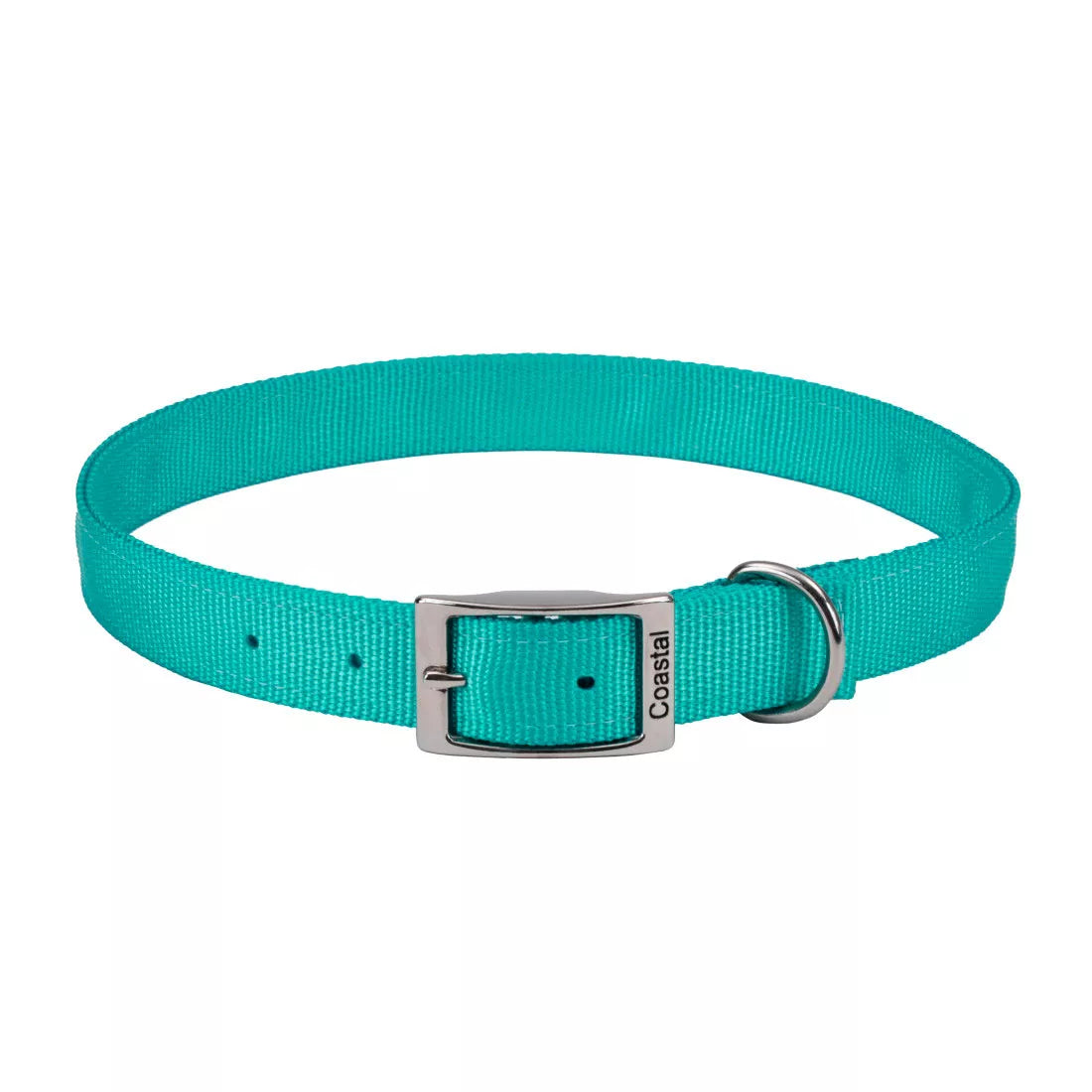 Coastal Double Ply 1in Wide 18in Dog Collar Teal - Image 1
