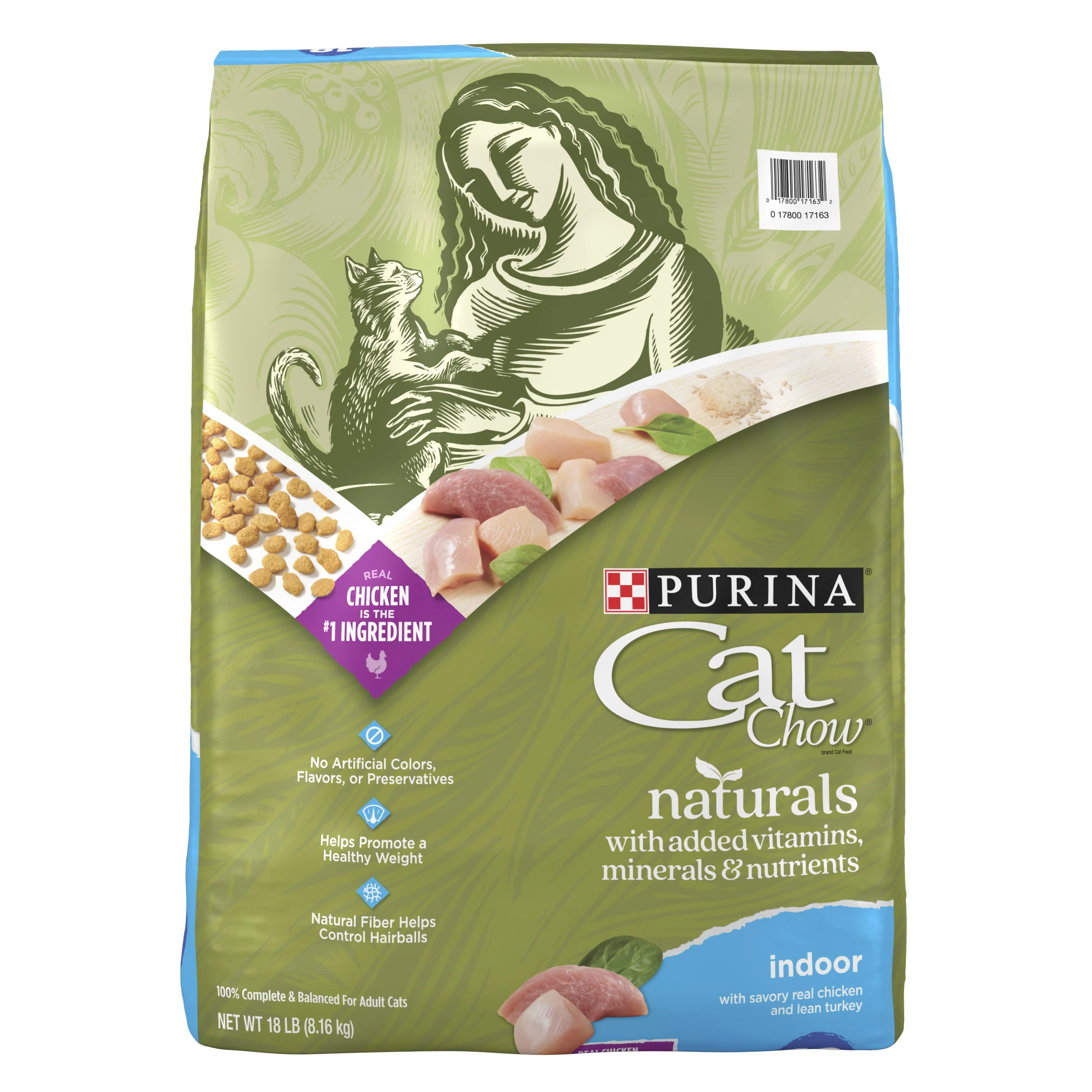 Purina Cat Chow Hairball, Healthy Weight, Indoor, Dry Cat Food 18lb bag - Image 1