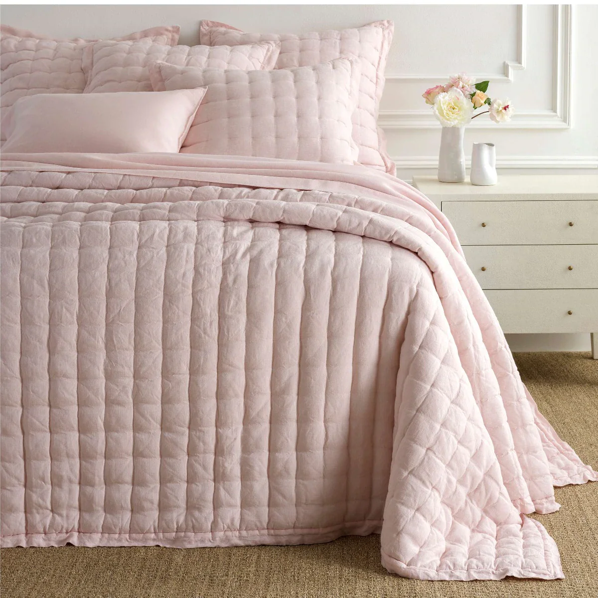 Lilly Linen Slipper Pink Puff Coverlet - Image 1