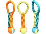 Boss Pet Chomper Tennis Ball Braided Rope Tug 12in Assorted - Image 1