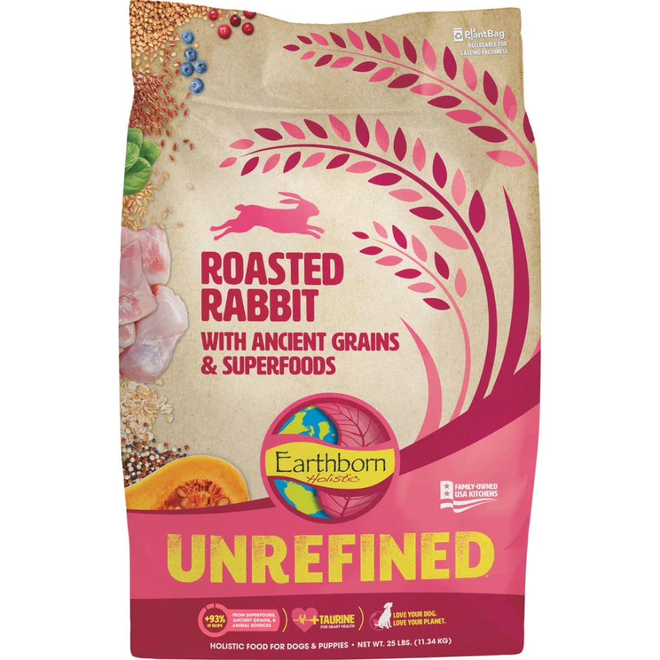 Earthborn Holistic Unrefined Rabbit with Ancient Grains Dry Dog Food, 25 lb - Image 1