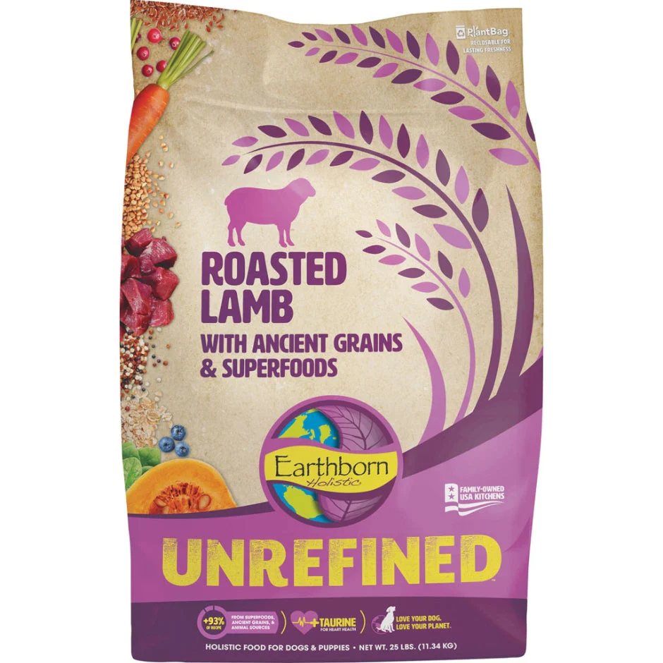 Earthborn Holistic Unrefined Lamb with Ancient Grains Dry Dog Food  25 lb - Image 1