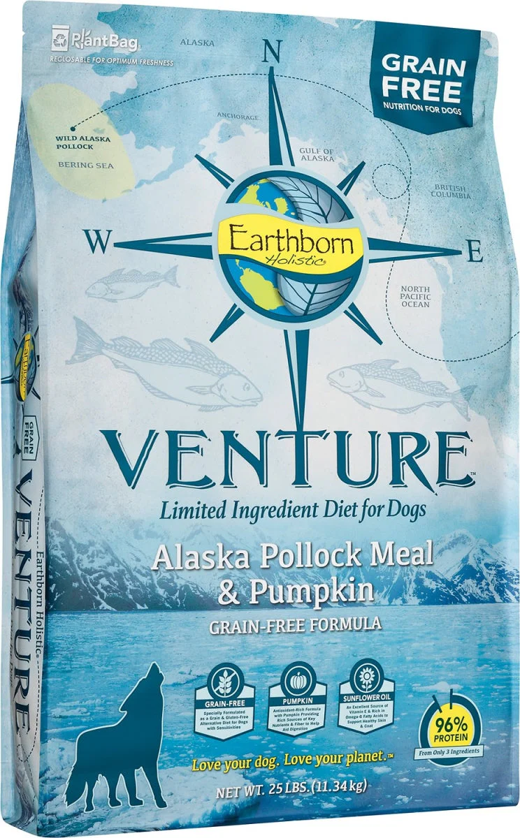 Earthborn Holistic Venture Grain-Free Limited Ingredients Alaska Pollock & Pumpkin Dry Dog Food  25 lb - Image 1