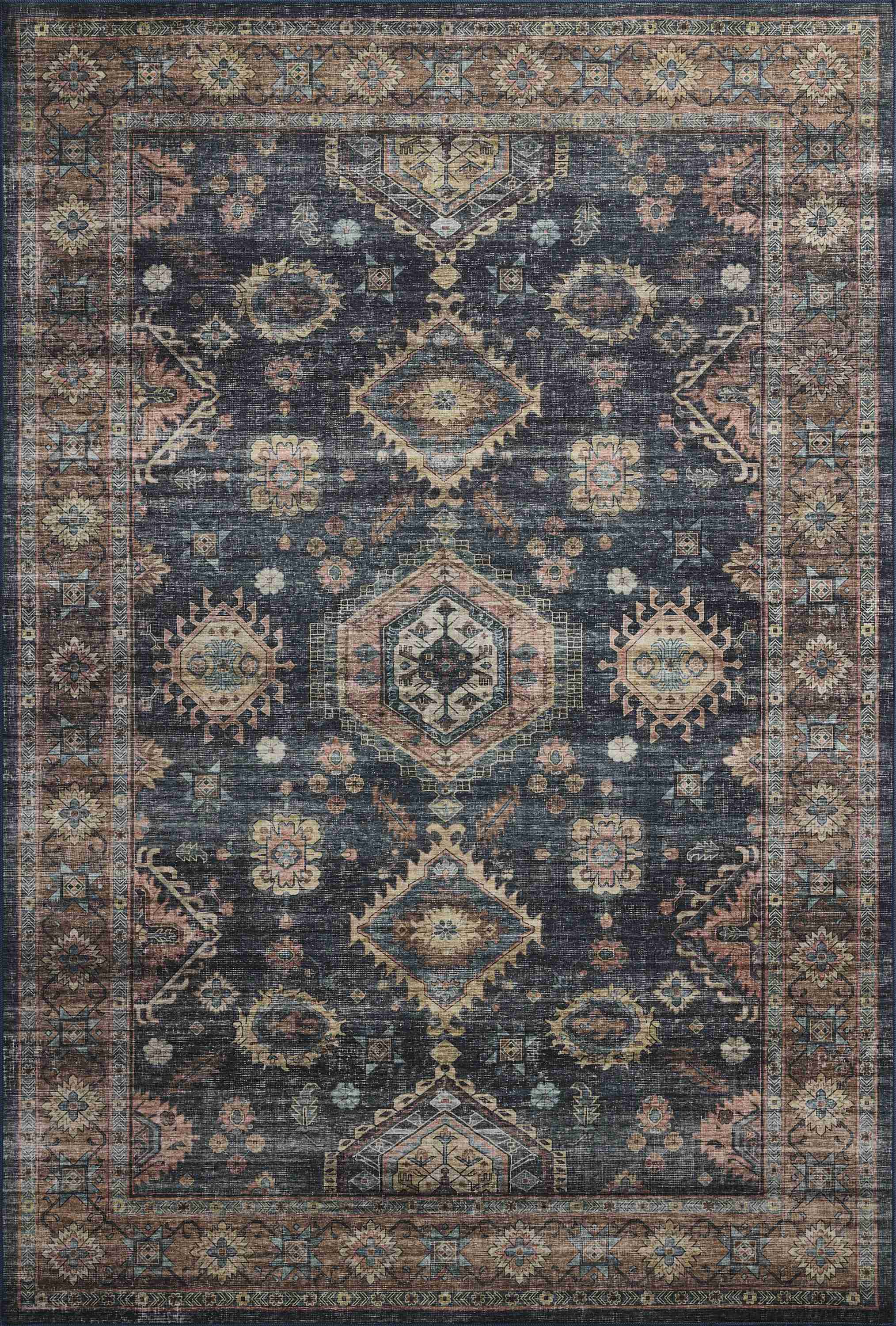 Anniston Rug Denim / Sunset, Machine Washable