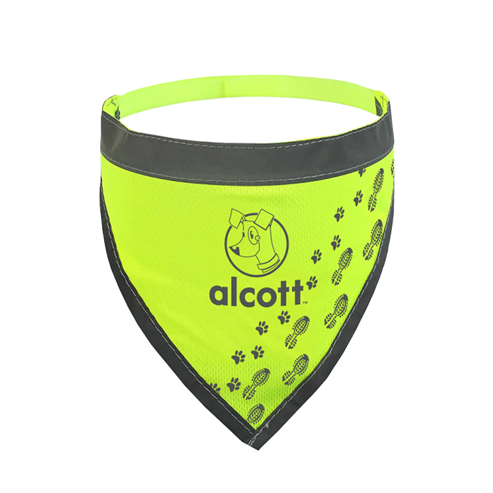 Alcott Essential Visibility Dog Bandana, Neon Yellow, Large - Image 1