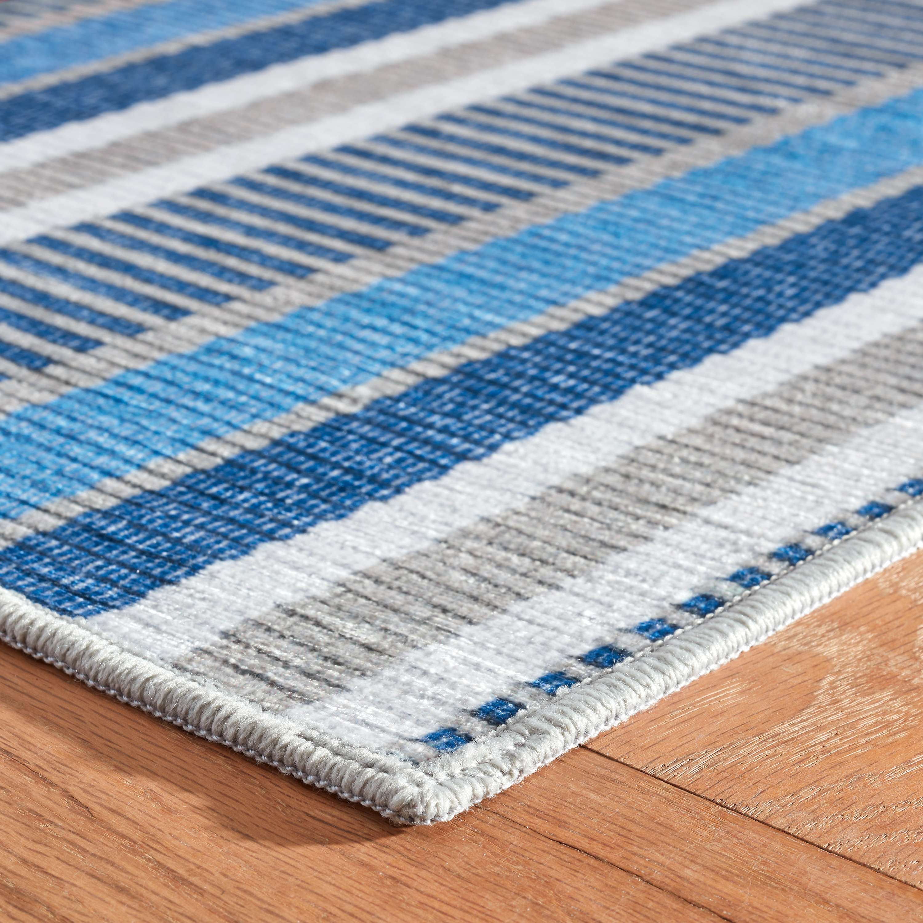 Always Greener Blue/Grey Machine Washable Rug - Image 3
