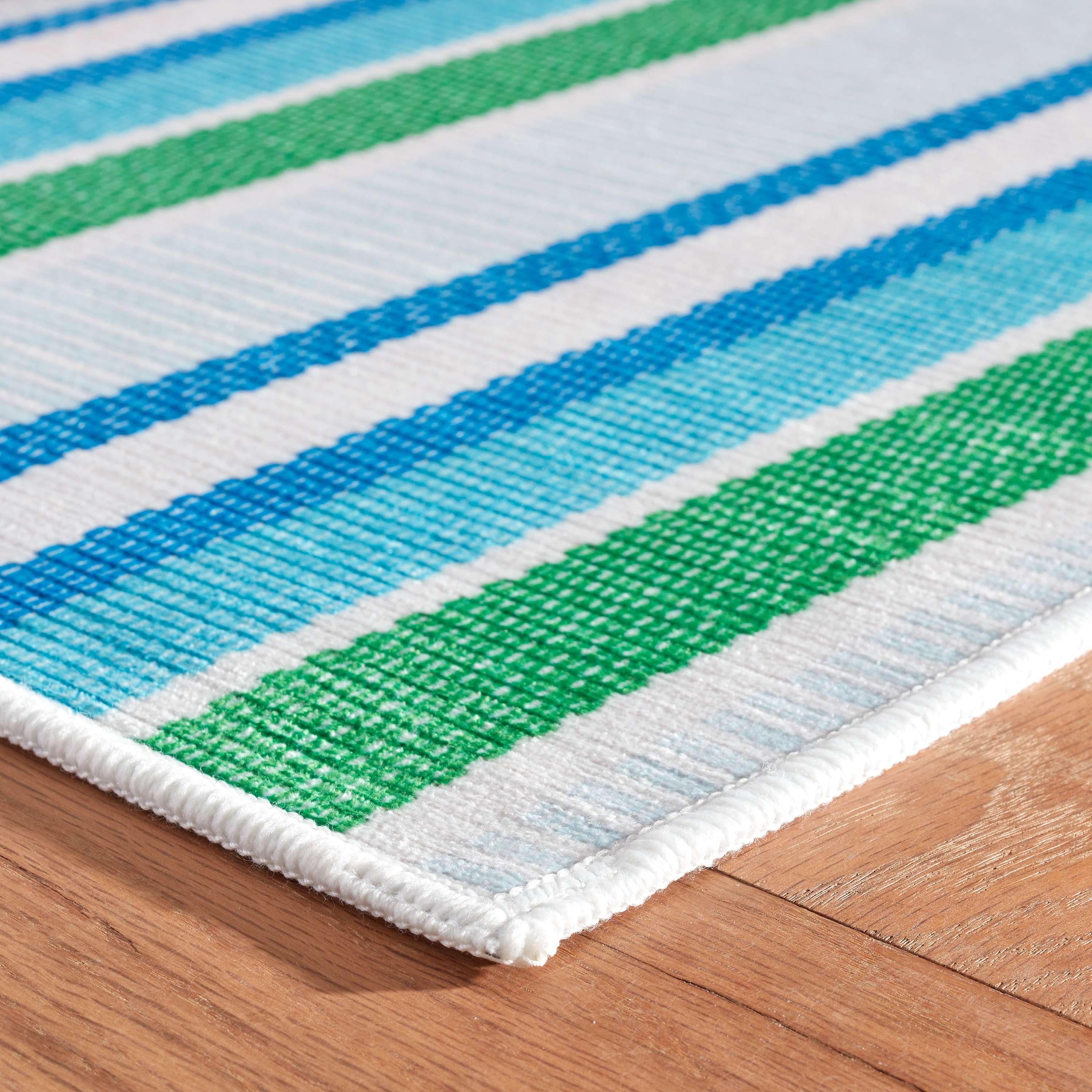 Always Greener Cobalt/Green Machine Washable Rug - Image 3