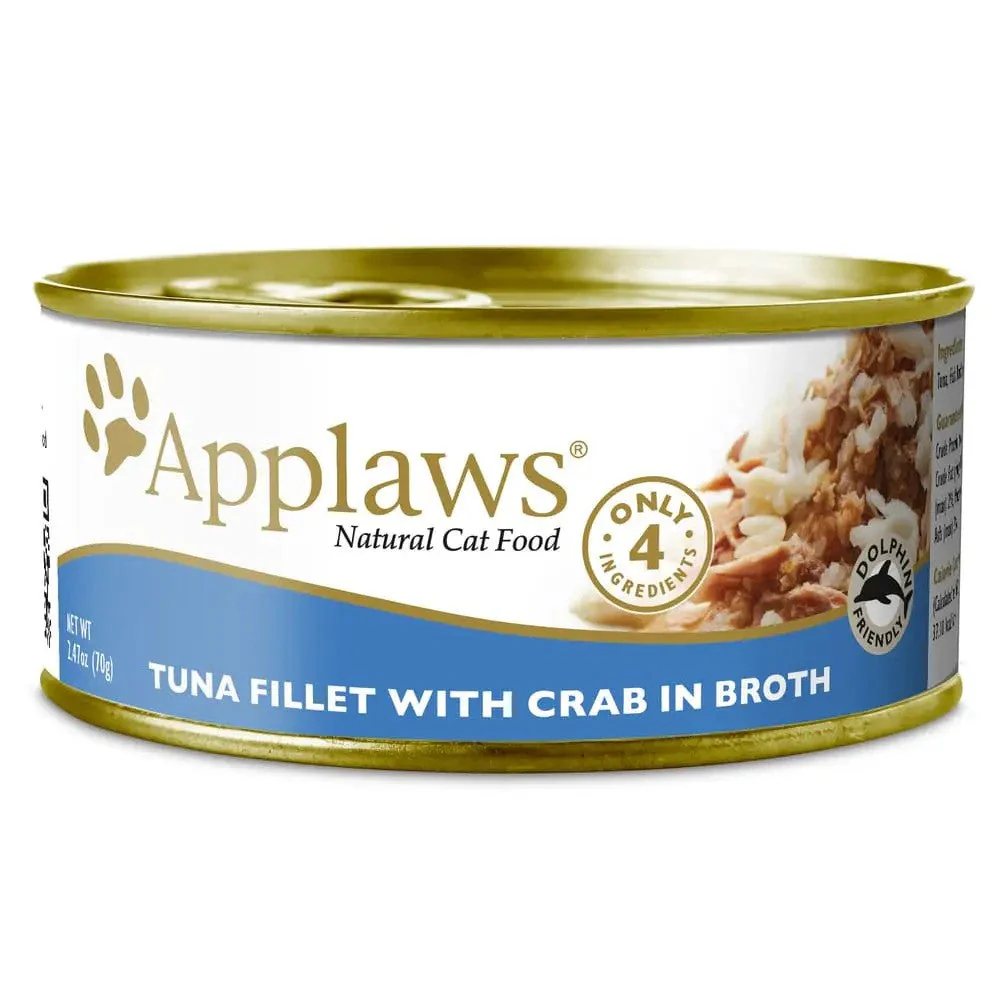 Applaws Tuna Fillet With Crab In Broth Cat Can 2.47oz - Image 1