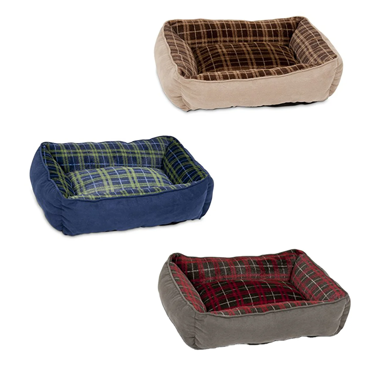 Aspen Pet Rectangular Lounger, 20"x15", Assorted Plaid - Image 1