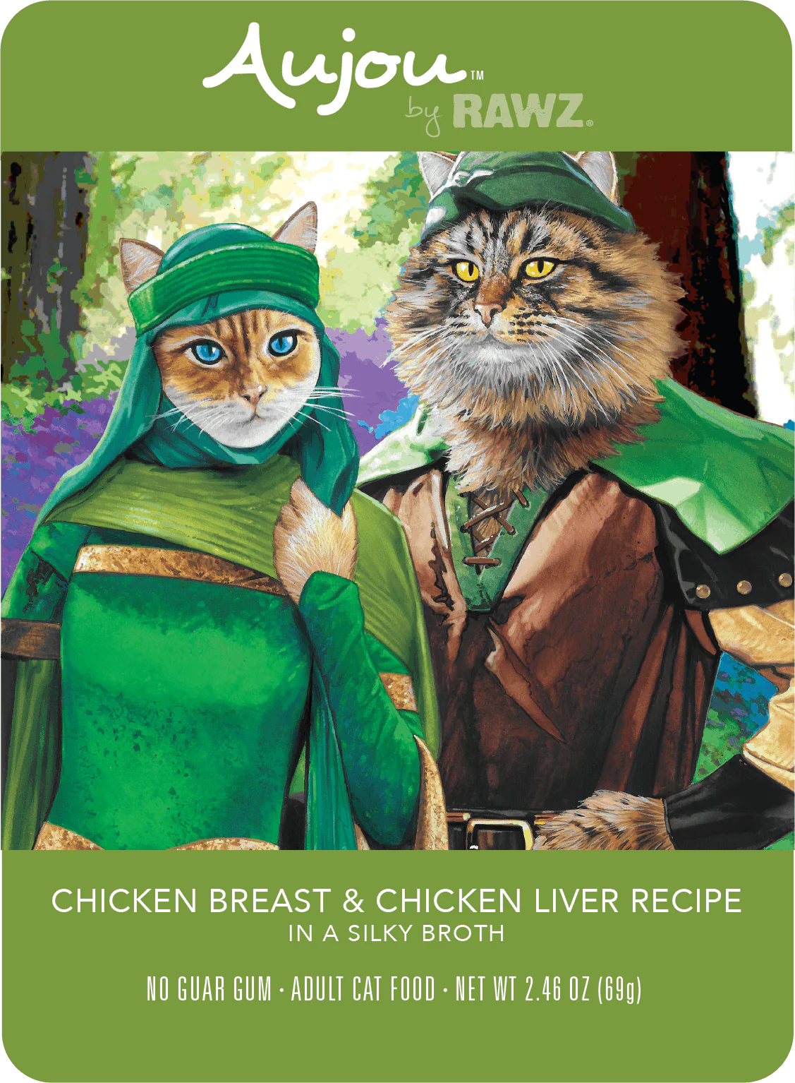 Rawz Aujou 2.5oz Cat Food Pouch Chicken Breast and Liver - Image 1