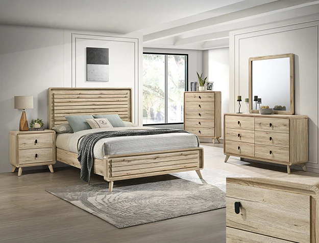 B9240-Q-HBFB/KQRAIL/1/11/2/4 Crown Mark DAWSON Queen Set Bedroom Group