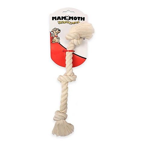 Mammoth Flossy Chews - 100 Per Cent Natural Cotton Rope Dog Toys 20in 3 Knot White Rope - Image 1