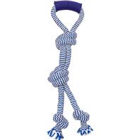 tossing and tuggingMade more durable for strong chewersRubber handgrip makes it easy for pet parents to grabDurable dog toys are a fun choice for interactive play with your pup Knotted center and ends Suitable for medium-size dogs" - Image 1