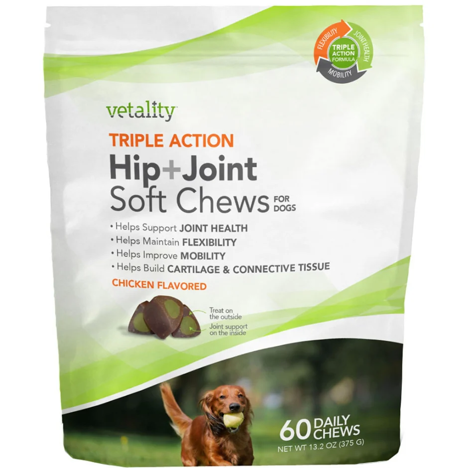 Vetality Triple Action Hip Plus Joint Soft Chews for Dogs 60ct Chicken - Image 1