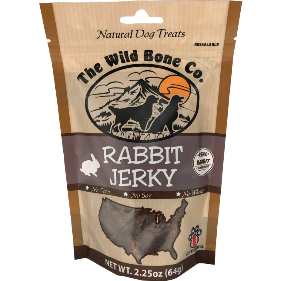 The Wild Bone Jerky Natural Dog Treat 2.25oz Rabbit - Image 1