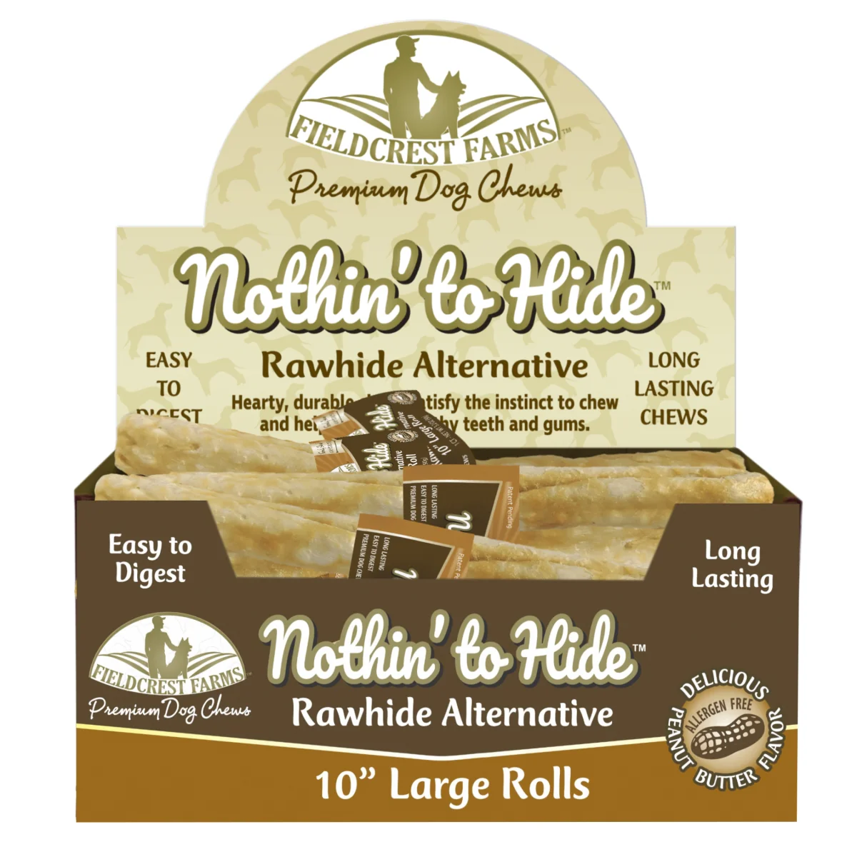 Fieldcrest Farms 168BX 10 in. Nothin to Hide Rawhide Alternative Rolls - Image 1