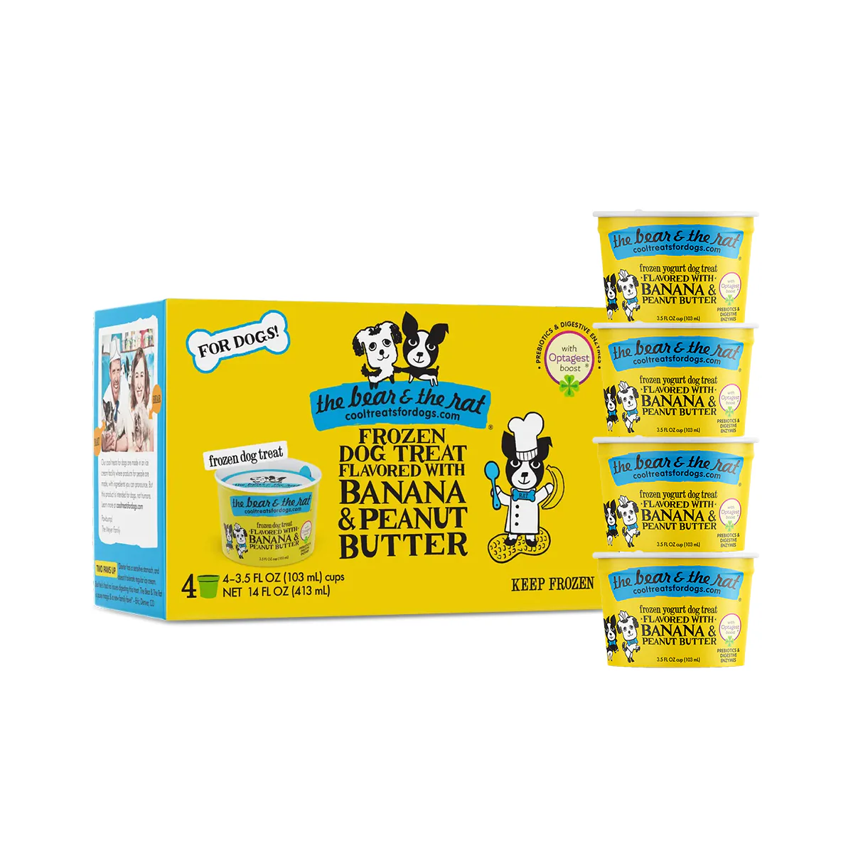 The Bear & The Rat Frozen Yogurt Dog Treat, Peanut Butter & Banana, 3.5oz, 4-pack - Image 1