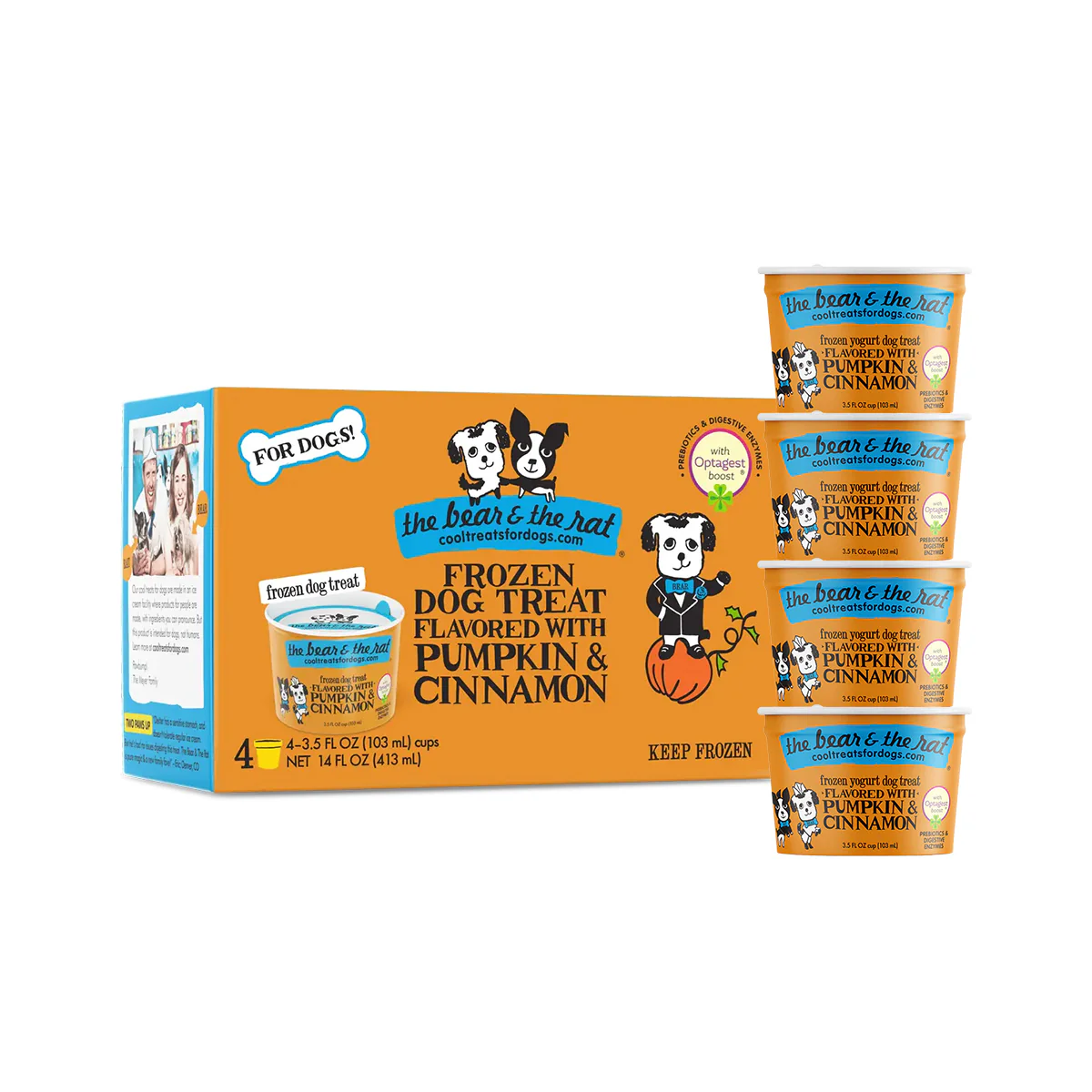 The Bear & The Rat Frozen Yogurt Dog Treat, Pumpkin & Cinnamon, 3.5oz, 4-pack - Image 1