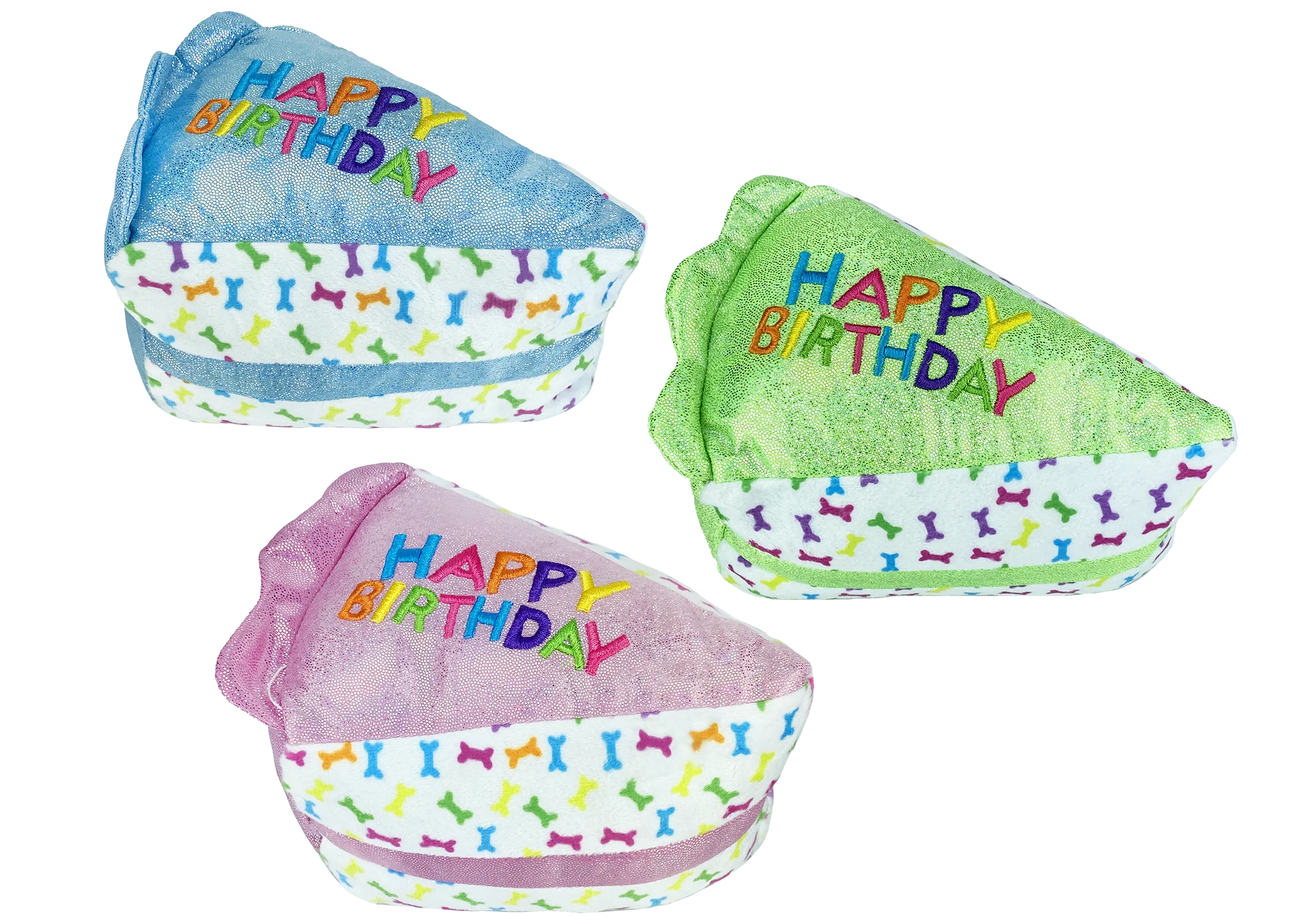 Multipet Plush Dog Toy Birthday Cake Slice 6in Assorted - Image 1