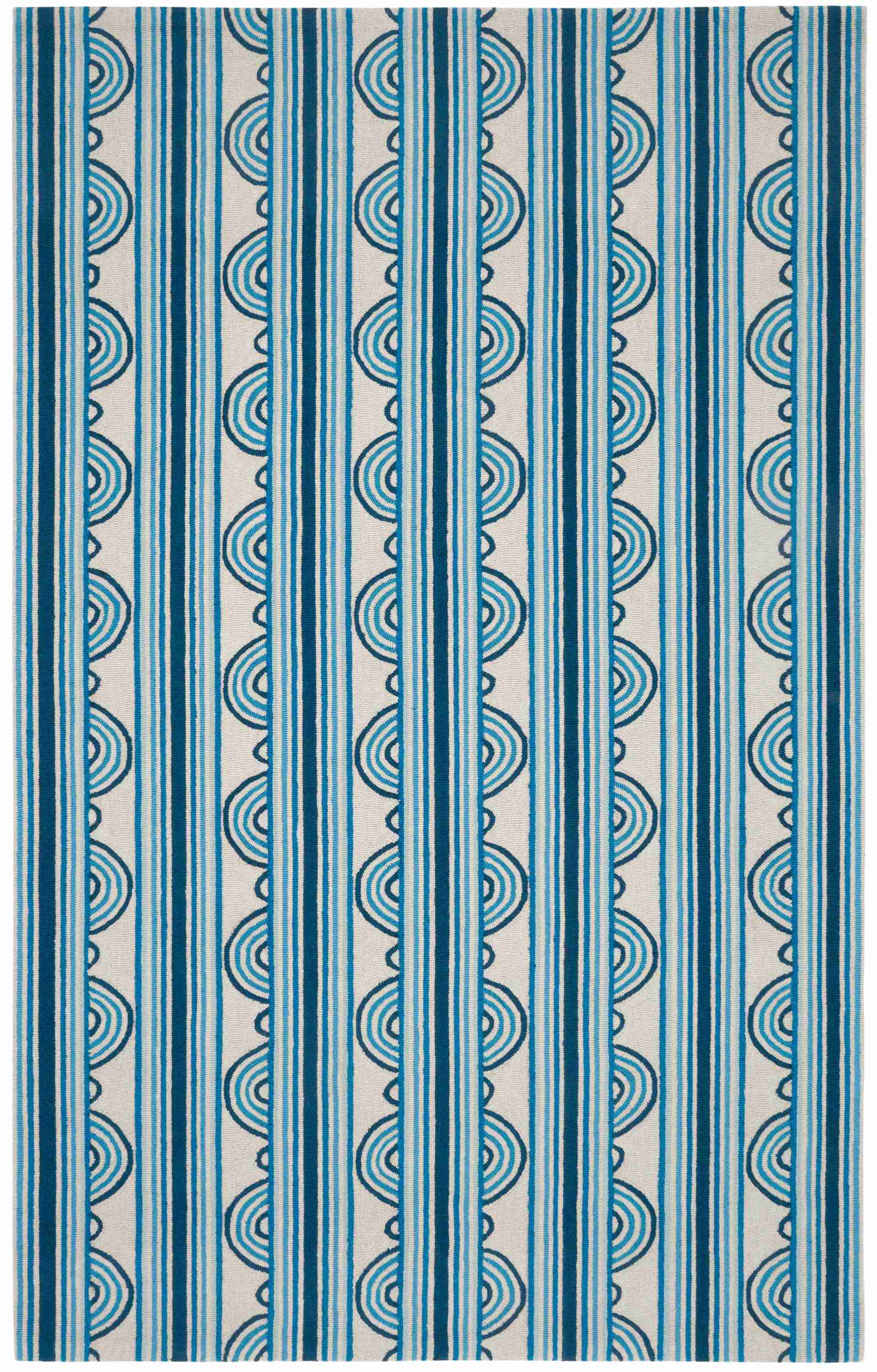 Button Blue Hand Micro Hooked Wool Rug - Image 1