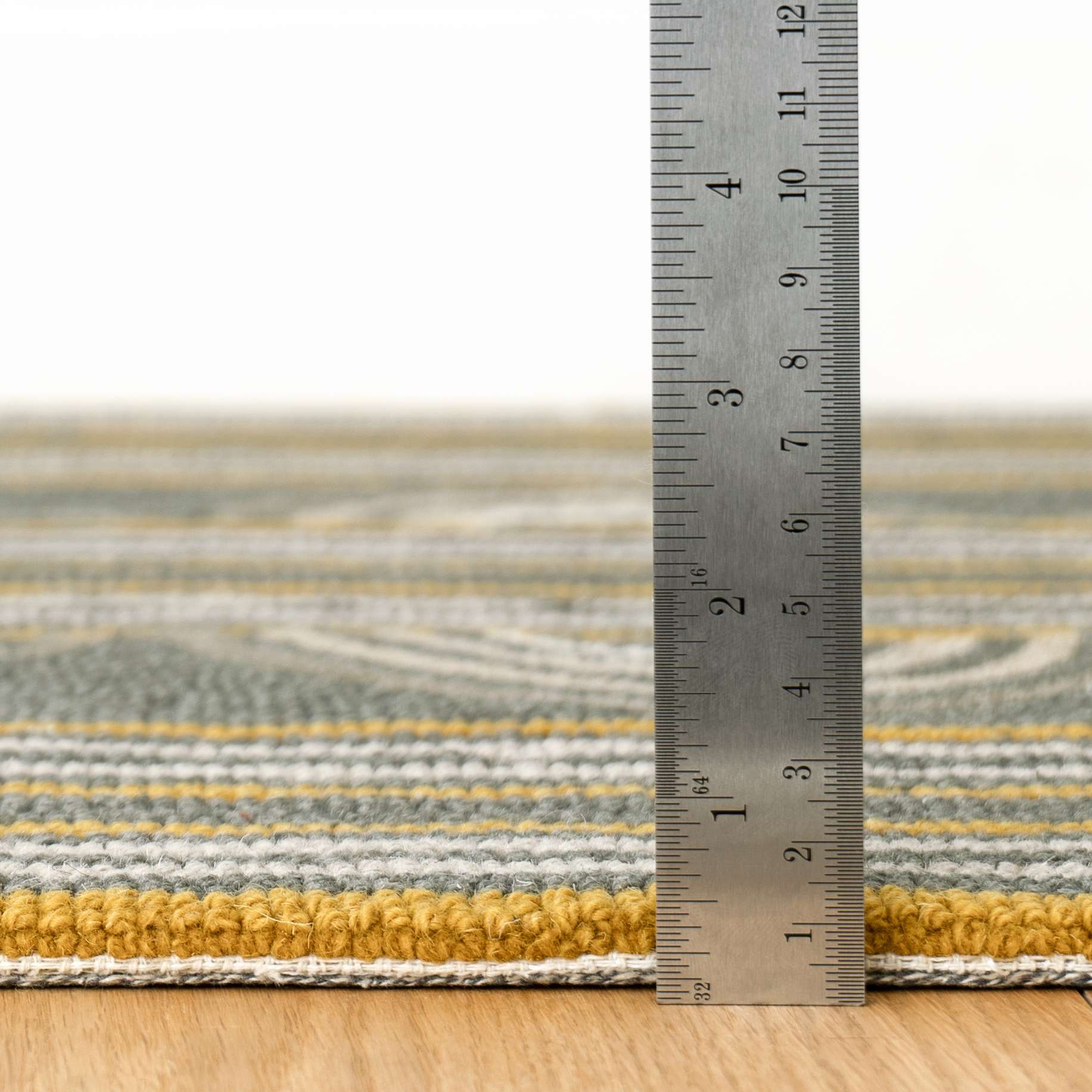 Button Grey Hand Micro Hooked Wool Rug - Image 3