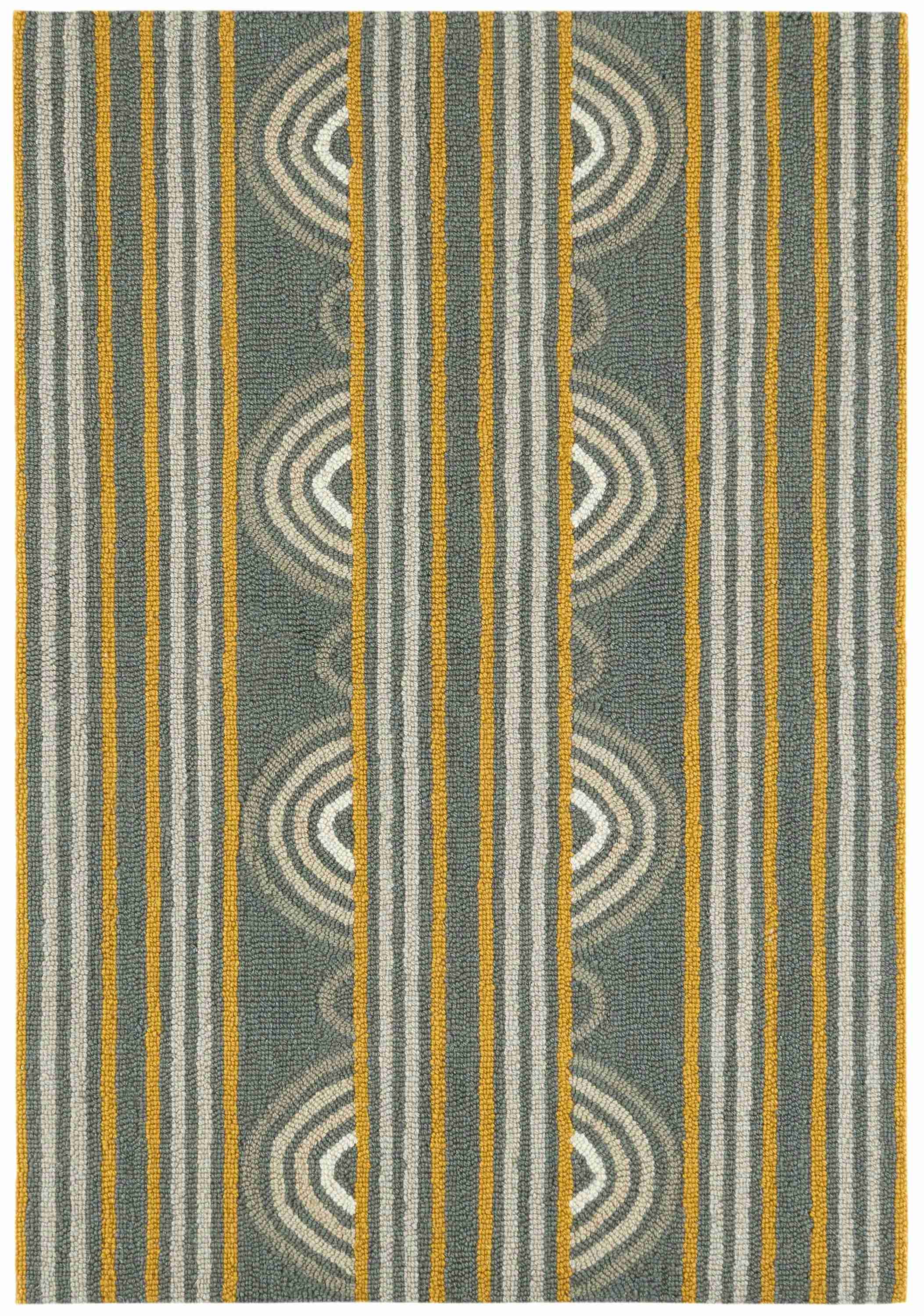 Button Grey Hand Micro Hooked Wool Rug - Image 1