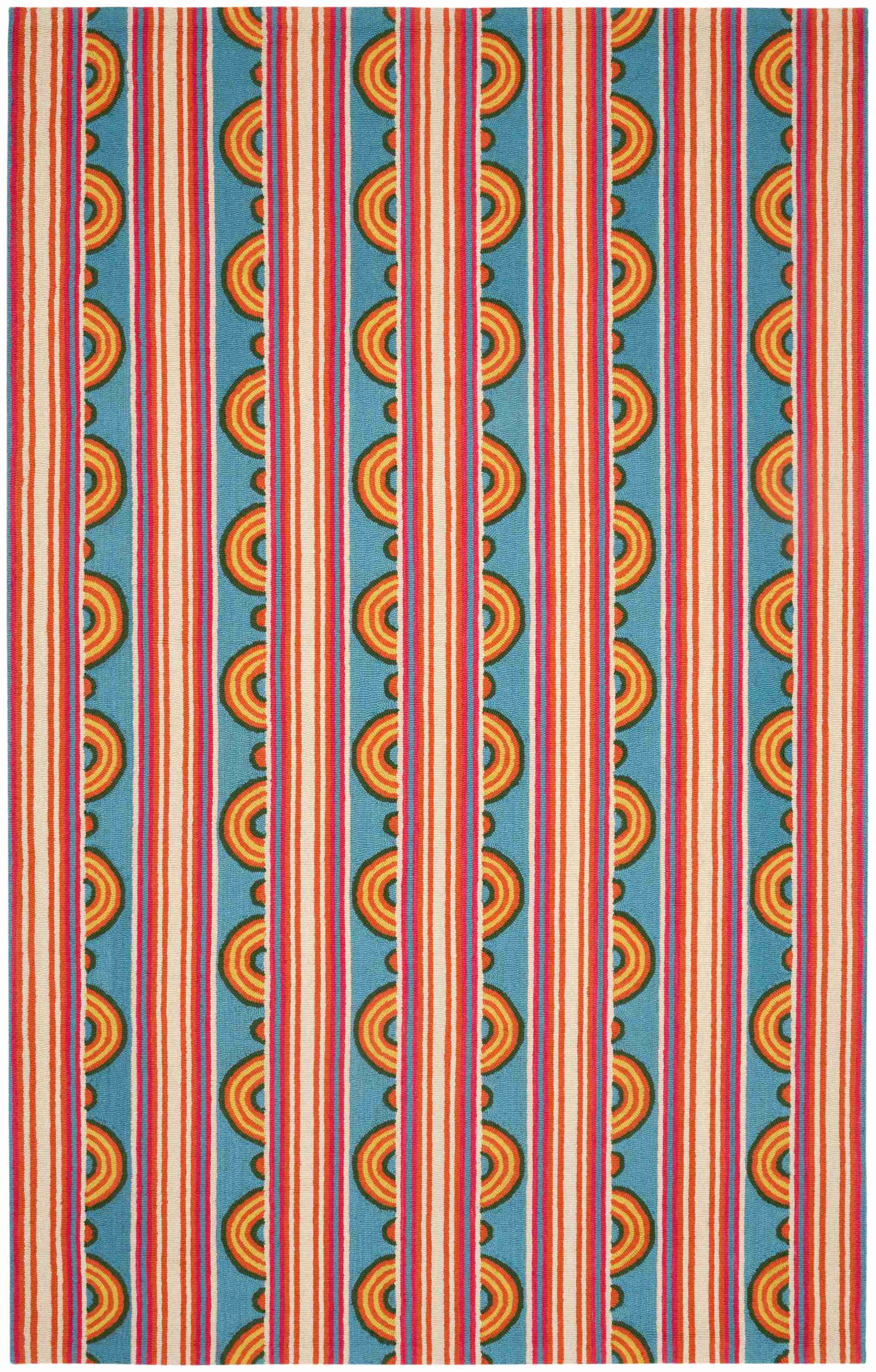 Button Multi Hand Micro Hooked Wool Rug - Image 1