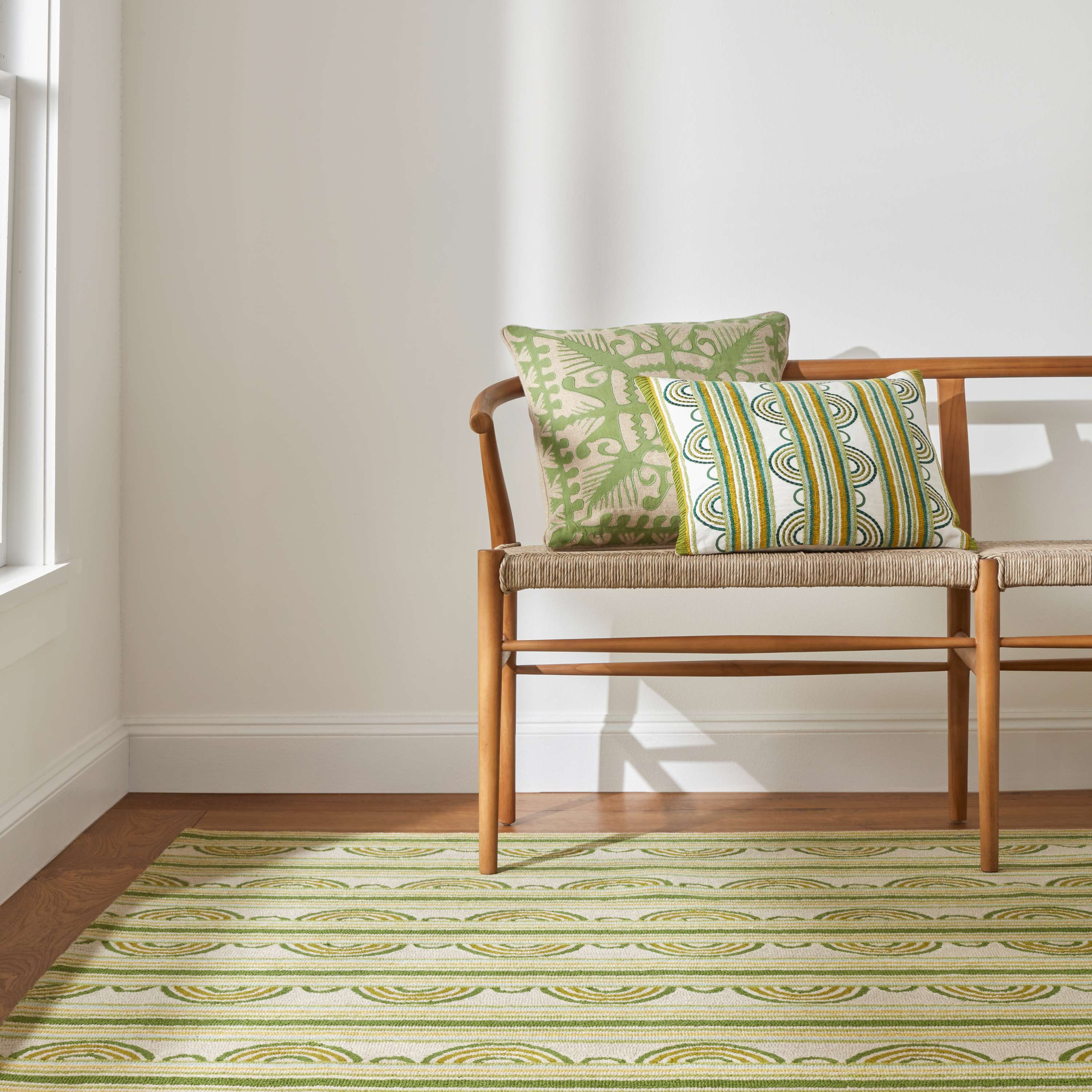 Button Olive Hand Micro Hooked Wool Rug - Image 2