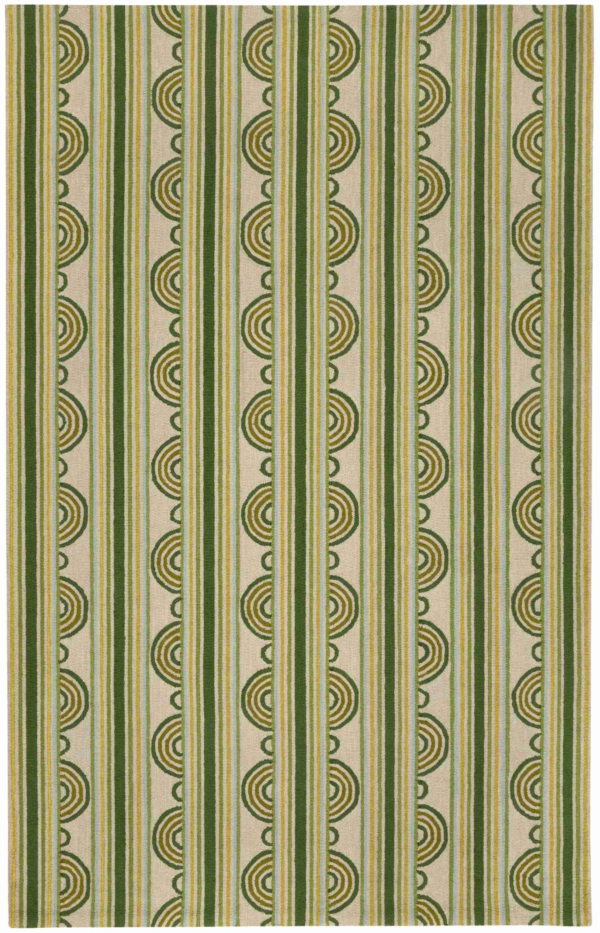 Button Olive Hand Micro Hooked Wool Rug - Image 1