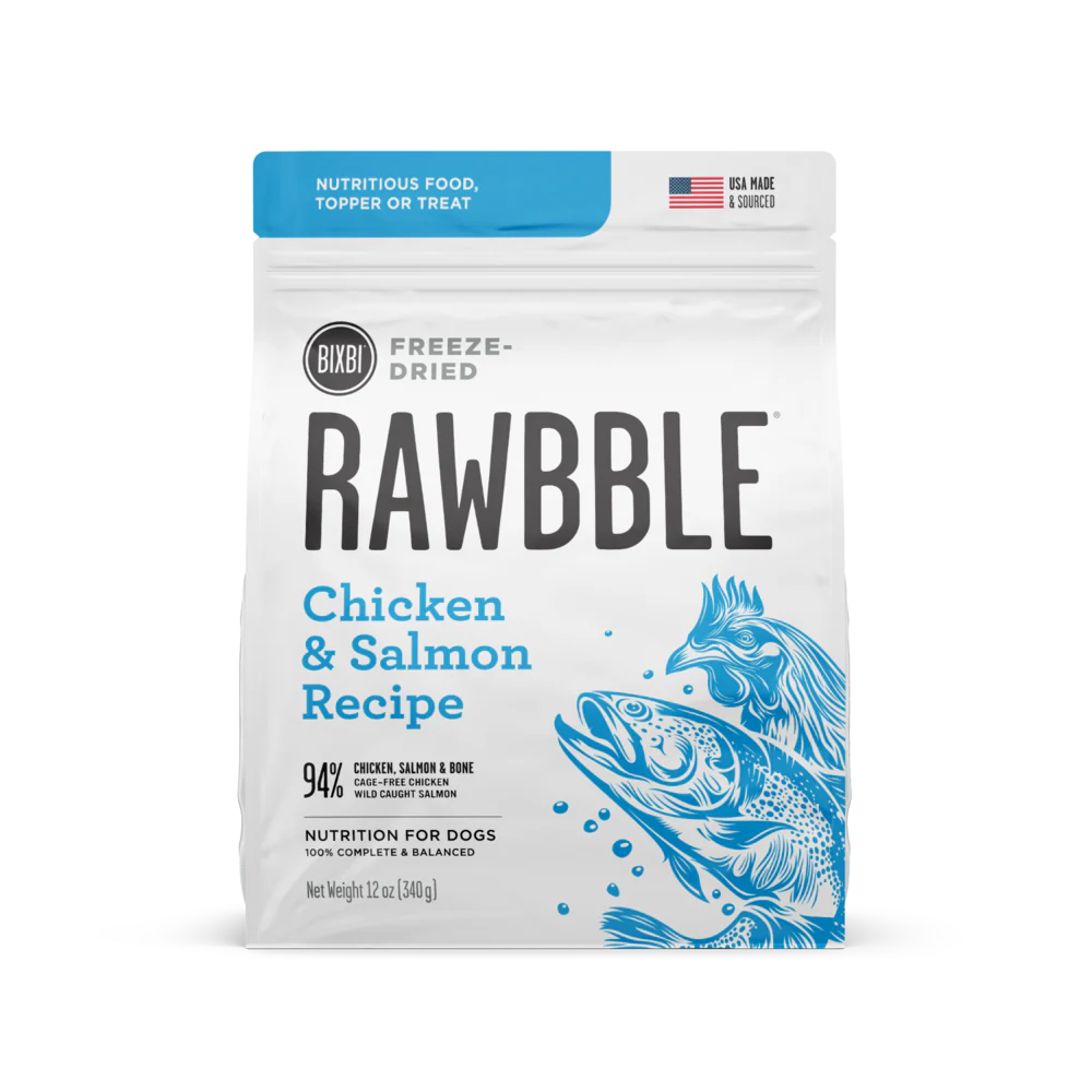 Bixbi Rawbble Freeze Dried Grain Free Chicken Salmon Recipe for Dogs 12oz - Image 1