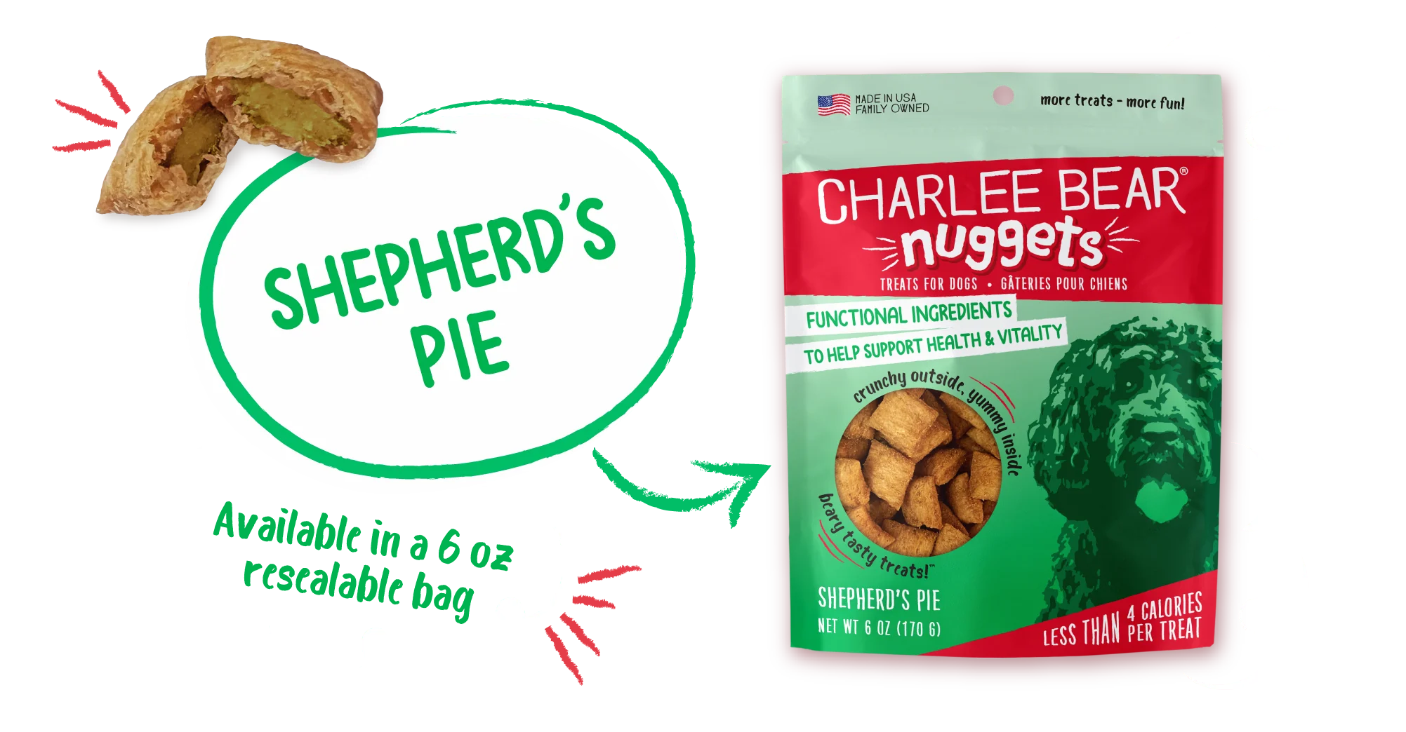 Charlee Bear Nuggets Dog Treats 6oz Shepards Pie - Image 1