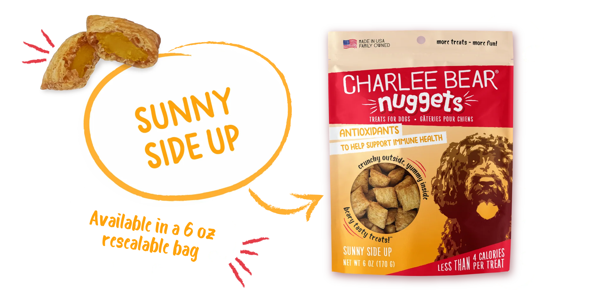 Charlee Bear Nuggets Dog Treats 6oz Sunny Side Up - Image 1